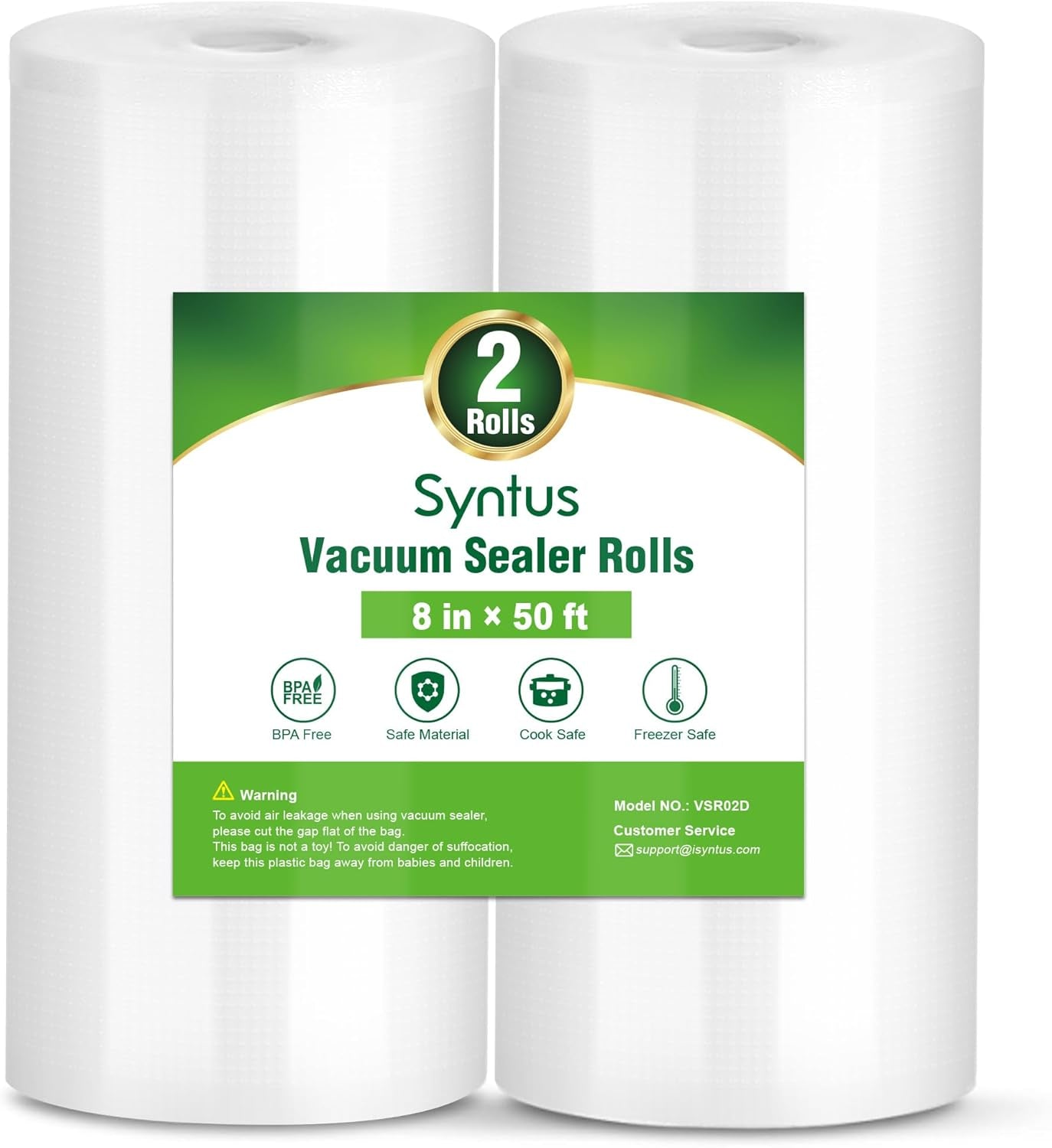 Vacuum Sealer Bags, 2 Rolls 8" X 50' Commercial Grade Bag Rolls, BPA Free Food Vac Bags for Storage, Meal Prep or Sous Vide