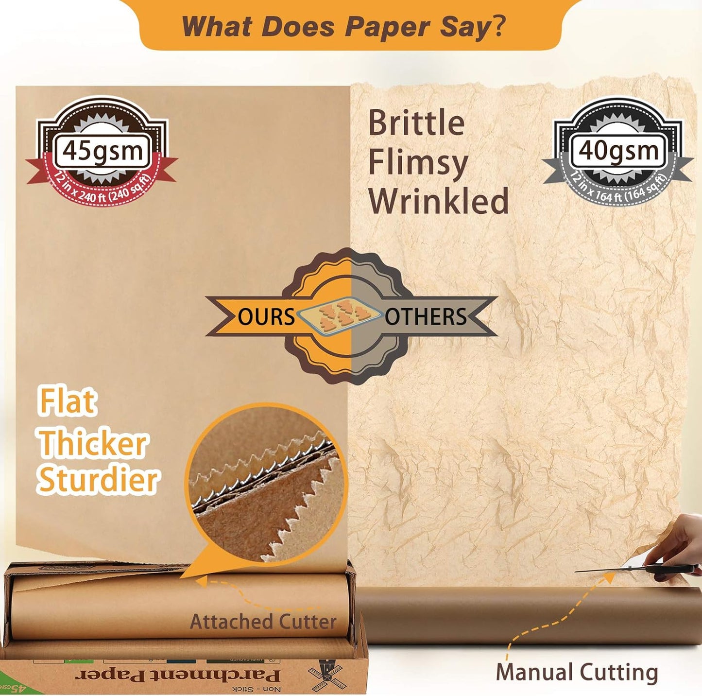 Unbleached Parchment Paper for Baking, 12 in X 240 Ft, 240 Sq.Ft, Baking Paper, Non-Stick Parchment Paper Roll for Baking, Cooking, Grilling, Air Fryer and Steaming