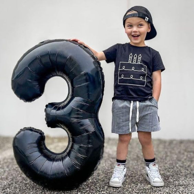 Black Number 3 Balloon 40 Inch, 3 Balloon Number, 3Rd Birthday Decorations, Black Party Supplies for Boys Girls