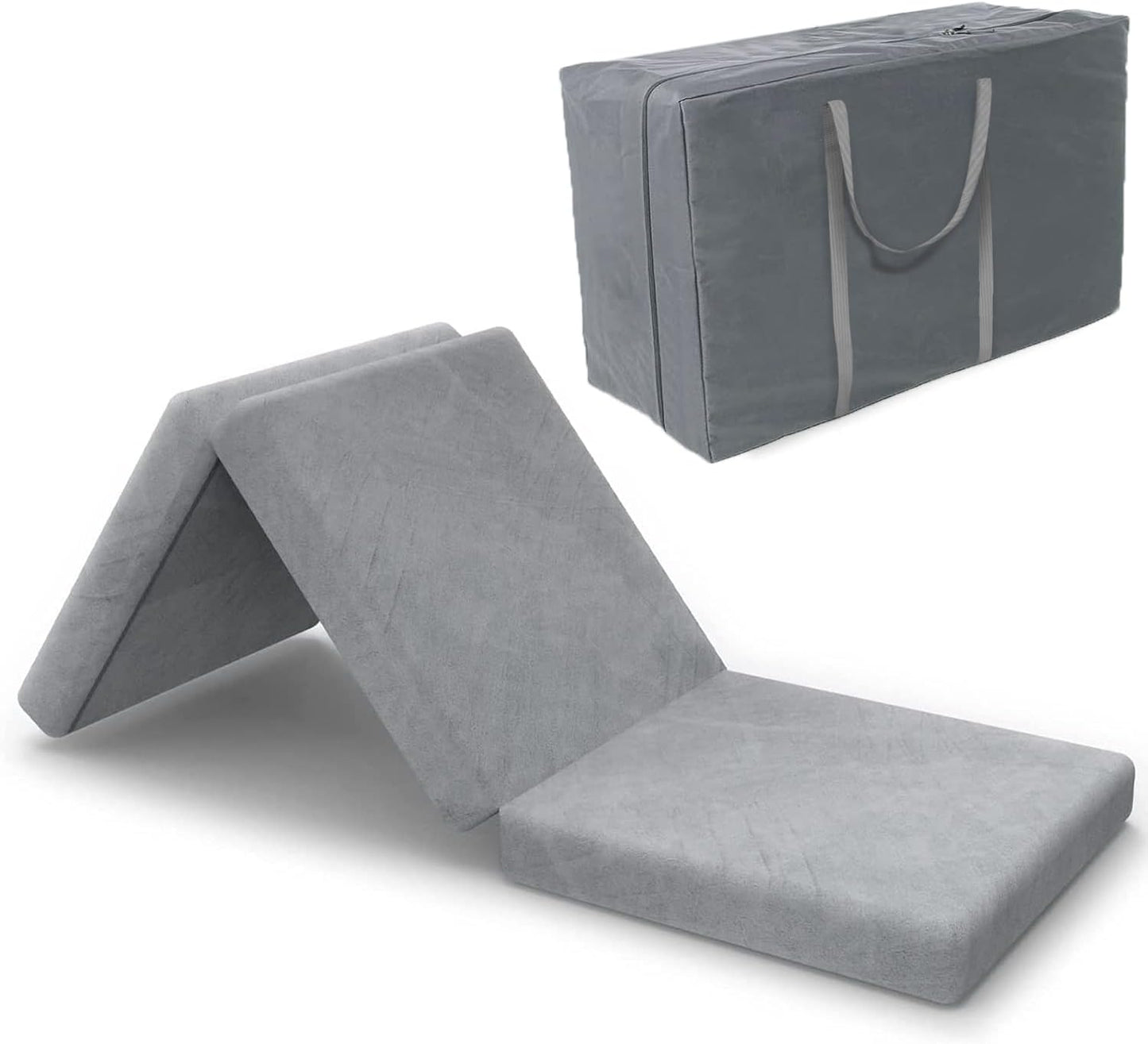 Tri Folding Mattress Foam Topper 4" Thickness Floor Cot Mattress, Guset Bed with Removable&Machine Washable Cover and Lining, Certipur-Us Certified 25 X 75 Inch