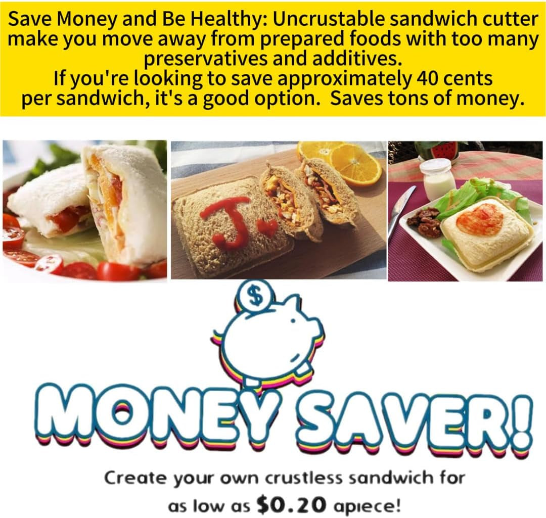 Sandwich Cutter and Sealer, Uncrustables Sandwich Maker for Making Lunchtime Easier,Square Sandwich Uncrustable Cutter for Kids Breakfast and Lunches (Square RED)