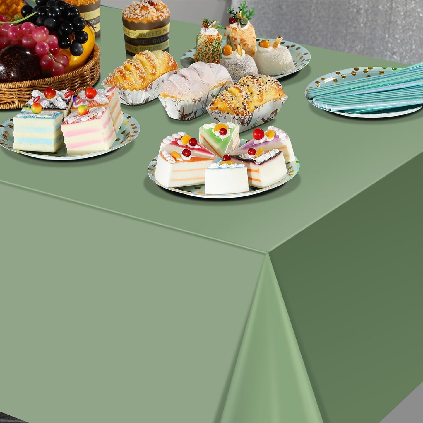 1 Pack Sage Green Plastic Tablecloths for Rectangle Tables, Light Green Disposable Tablecloth, Waterproof Sage Green Table Cover for Birthday Bridal Wedding Baby Shower Party Decorations, 54 X 108Inch