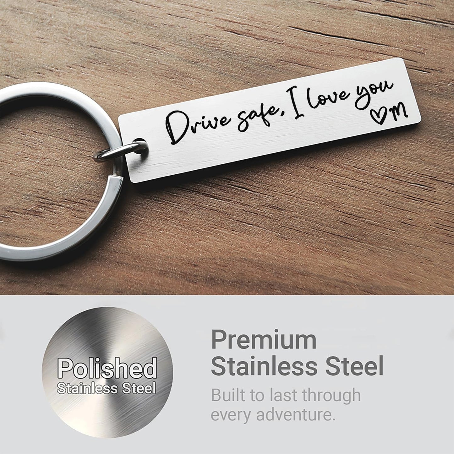 Drive Safe I Love You with Initial Customizable Laser Engraving Key Chain Gift for Him Valentine Wedding Personalized Gifts