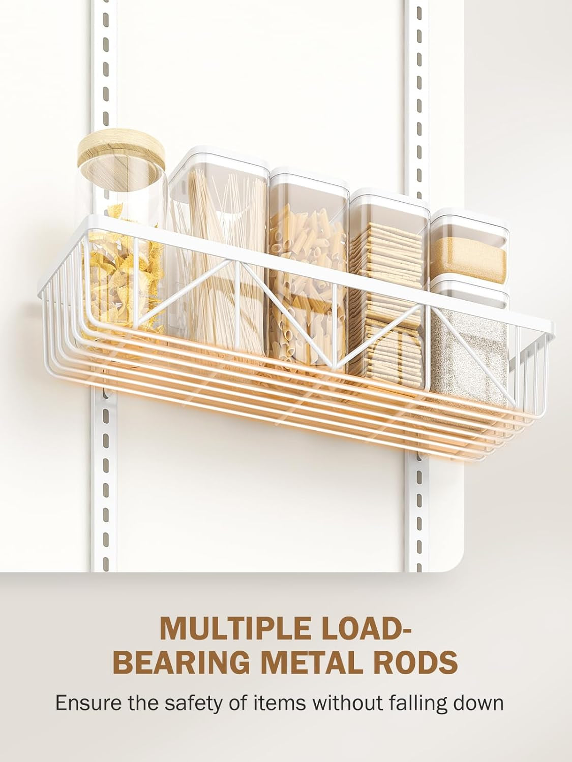 Adjustable over the Door Pantry Organizer, 9-Tier Metal Pantry Organization and Storage for Kitchen, Hanging Spice Rack Seasoning Shelves, Cabinet Door Organizer for Easy Install, 16" White