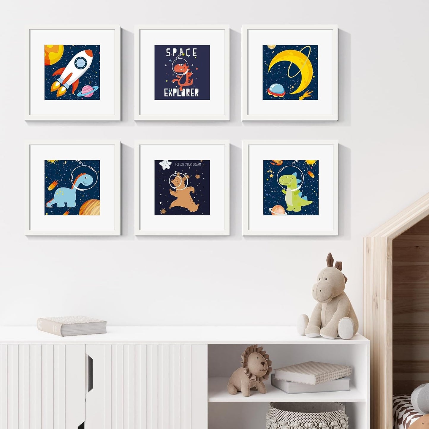12X12 Picture Frame Made of High Definition Glass, Display Pictures 8X8 with Mat or 12X12 without Mat, Gallery Wall Frame Set, White