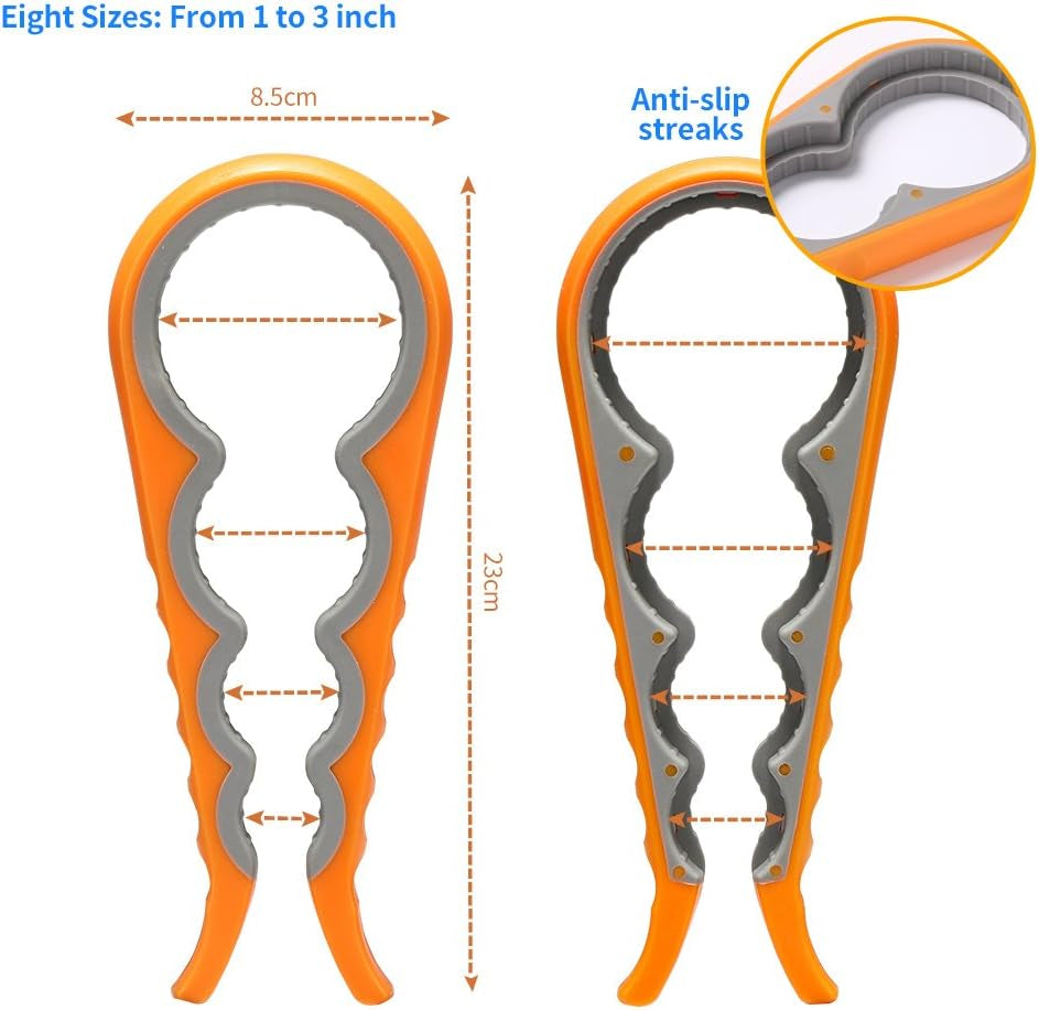 Ergonomic Jar and Bottle Opener for Limited Hand Strength with Non-Slip Grip for Effortless Lid Removal (Orange)