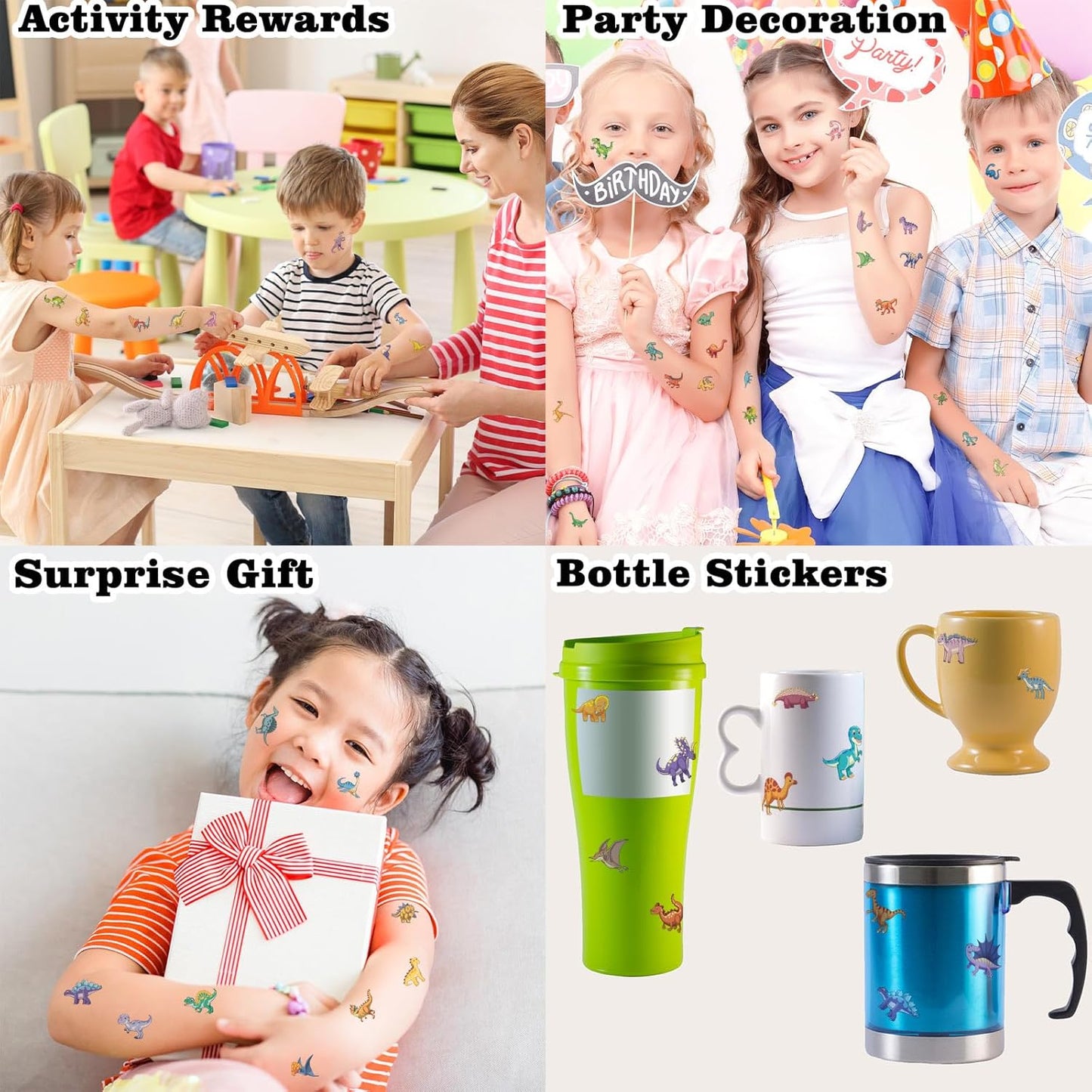 104 PCS Dinosaur Temporary Tattoos for Kids Party Supplies, Temp Tattoo Stickers for Kids Girls Boys Birthday Party Favors Activities