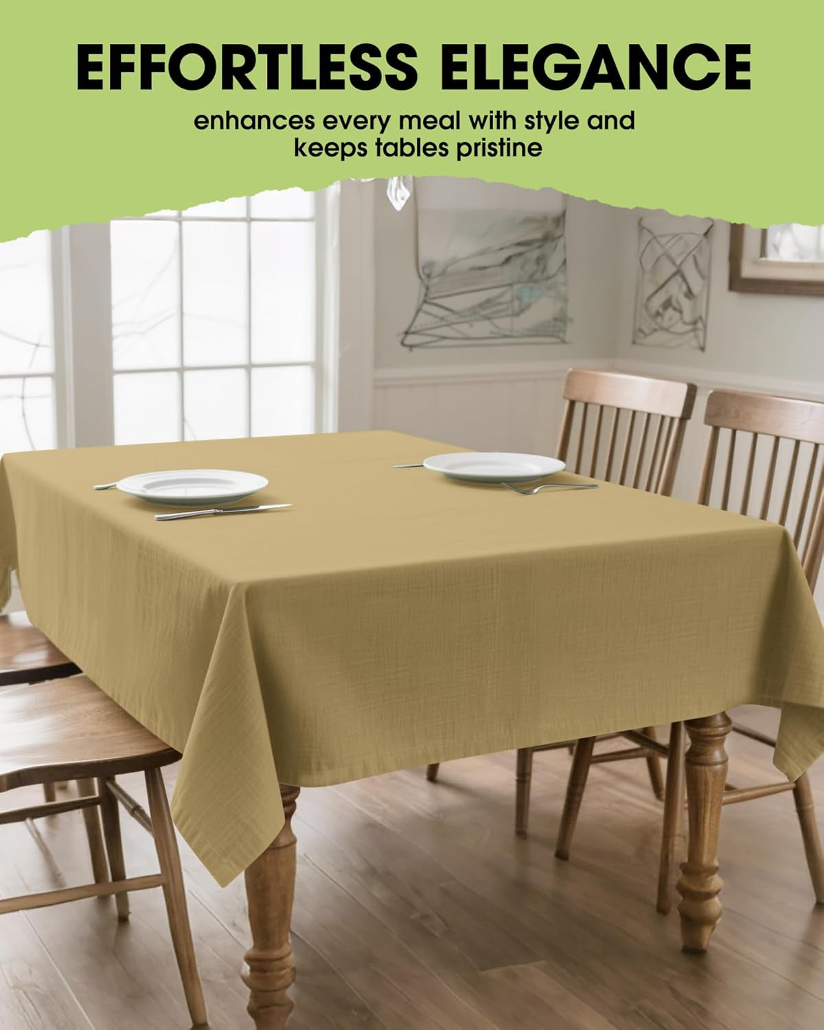Rectangle Linen Tablecloth Waterproof & Stain Resistant, Wrinkle-Free Table Cloth Adds Elegance and Protection, Ideal for Dining, Party, Wedding and Outdoor, 52 X 70 Inch, Coffee