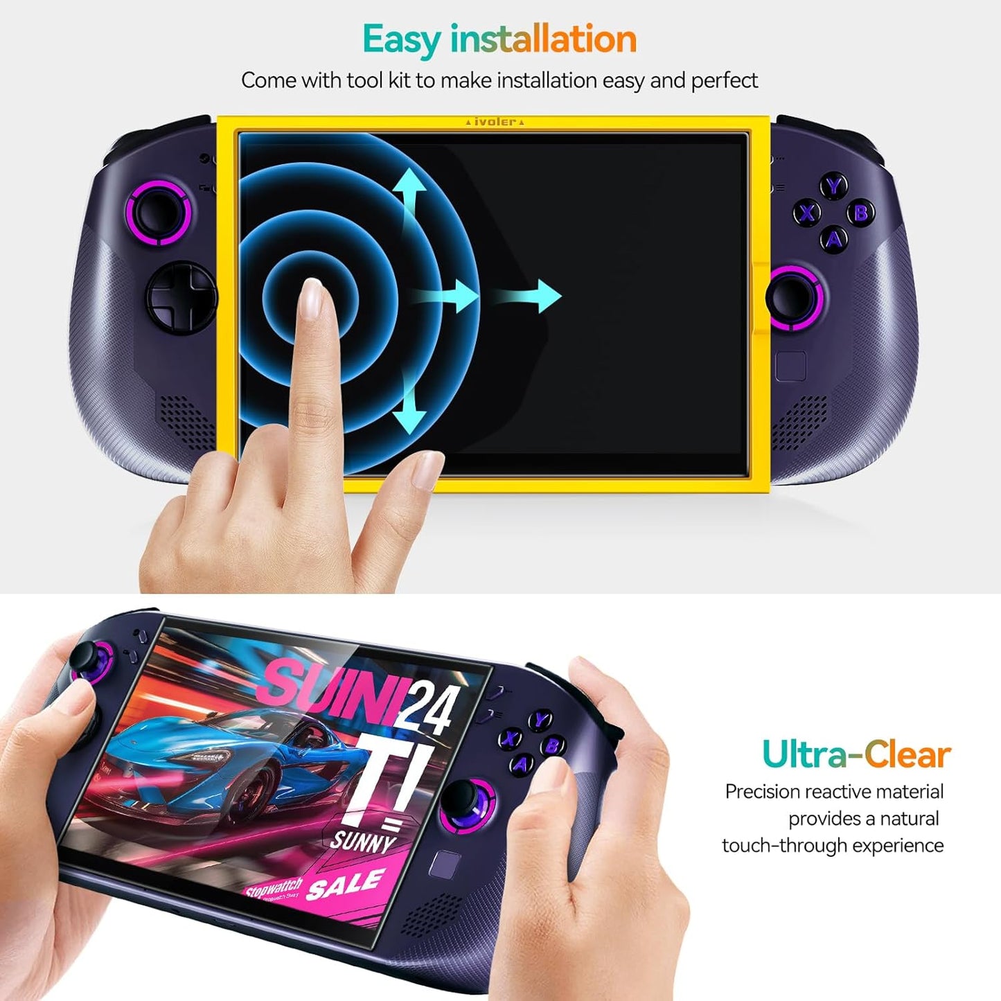 2 Pack Screen Protector for Lenovo Legion Go S Handheld 2025 with Alignment Frame, Tempered Glass, 8 Inch Full Coverage, Transparent Ultra HD, Anti-Scratch, Anti-Fingerprint