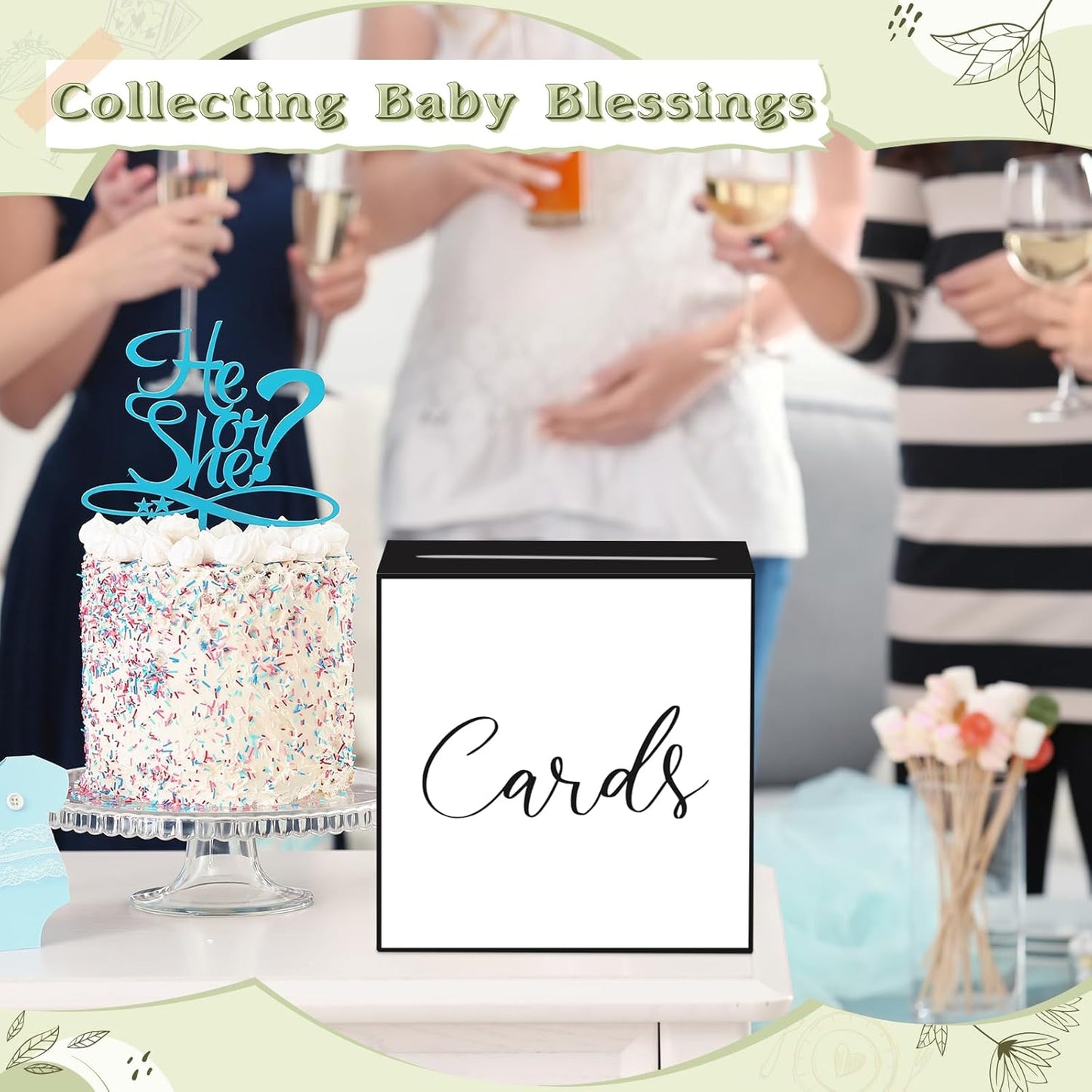 White and Black Card Box for Parties, Weddings, Birthdays, Bridal & Baby Showers, Anniversaries, Graduations & Retirements Party Decorations – Cards, Raffle, Wishes & Money Card Boxes