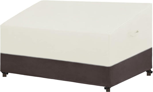 Patio Sofa Cover UV Resistant Outdoor Couch Cover Bicolor Patio 3-Seater Bench Cover Waterproof Outdoor Furniture Cover with Reflective Hemming (79Wx37Dx35H Inch, Beige/Brown)