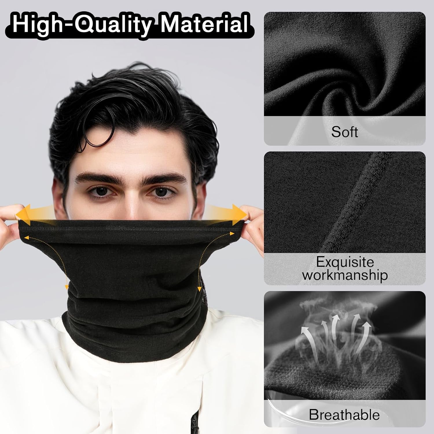 2 Pack Winter Thernal Neck Gaiters for Men,Women Warmer,Loose Face Cover Breathable Mask Dust&Wind Proof Scarf for Skiing Fishing Hiking Cycling Outdoor Activity