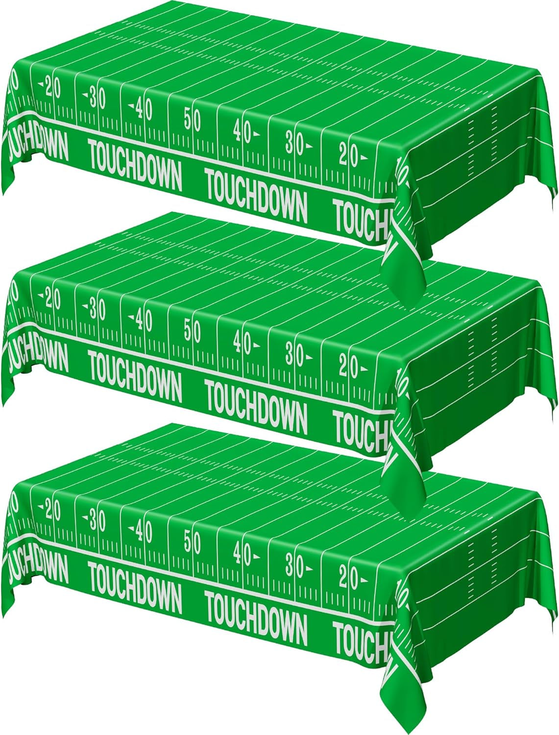Football Party Supplies - 3PCS Touchdown Tablecloths, Disposable Tablecloths, Plastic Table Cover, Touchdown Theme Table Runner for Game Day, Birthday Party Decorations