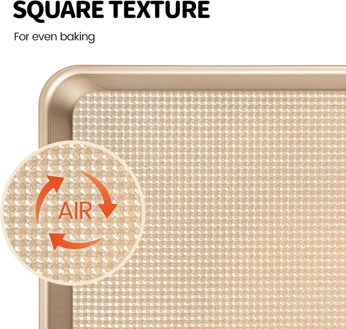 Quarter Sheet Pan, Baking Sheet, Cookie Sheets for Baking with Square Texture Pattern, Thicker Carbon Steel Non-Stick Baking Pan Tray