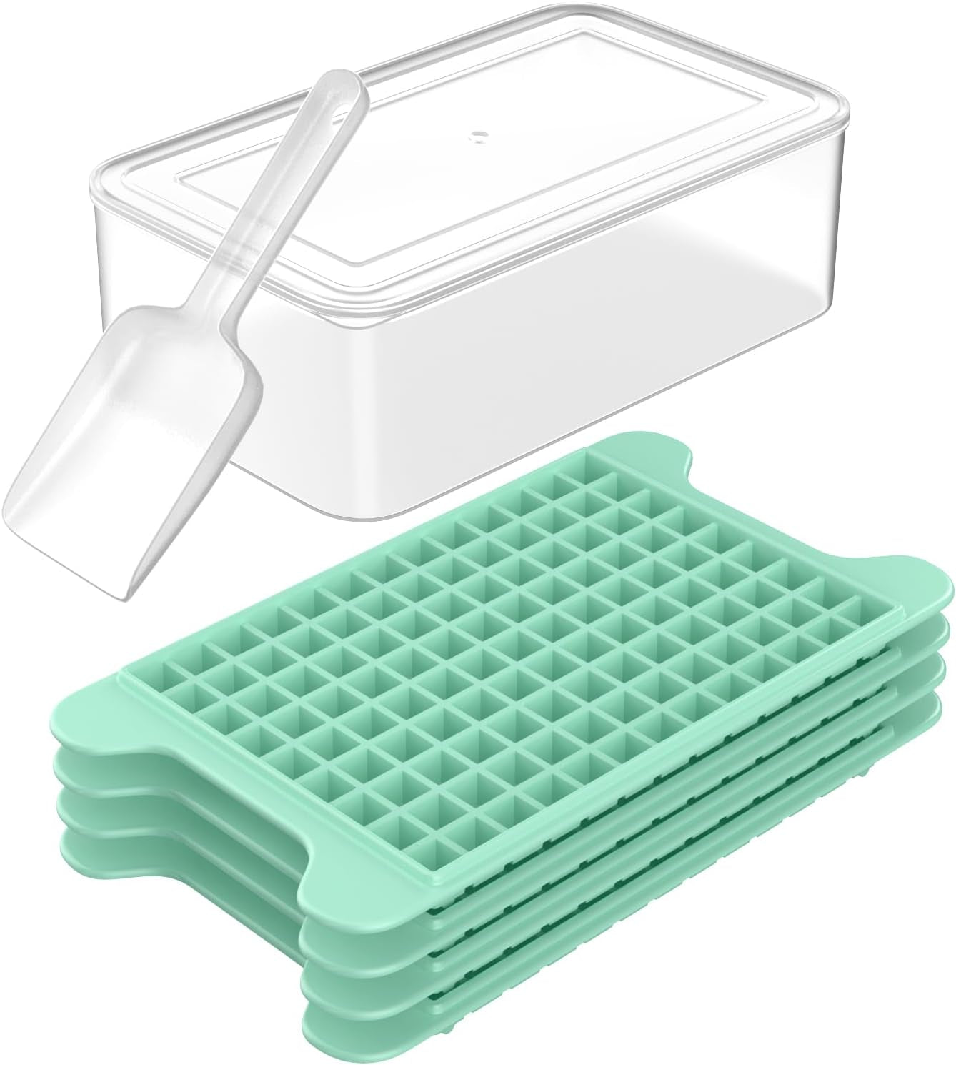 Mini Ice Cube Tray for Freezer: Small Ice Trays for Freezer with Bin - 117×4PCS Easy Release Nugget Ice Tray - Crushed Ice Tray with Container