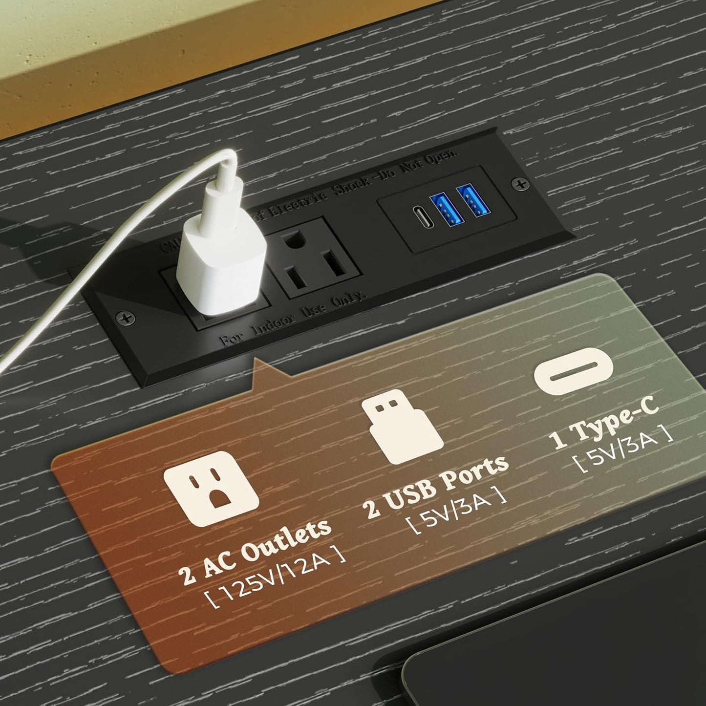 Elegant TV Stand and Dresser with Power Outlets and LED Lighting, 7-Drawer Console for 55-Inch TVs, Black PU Leather Finish