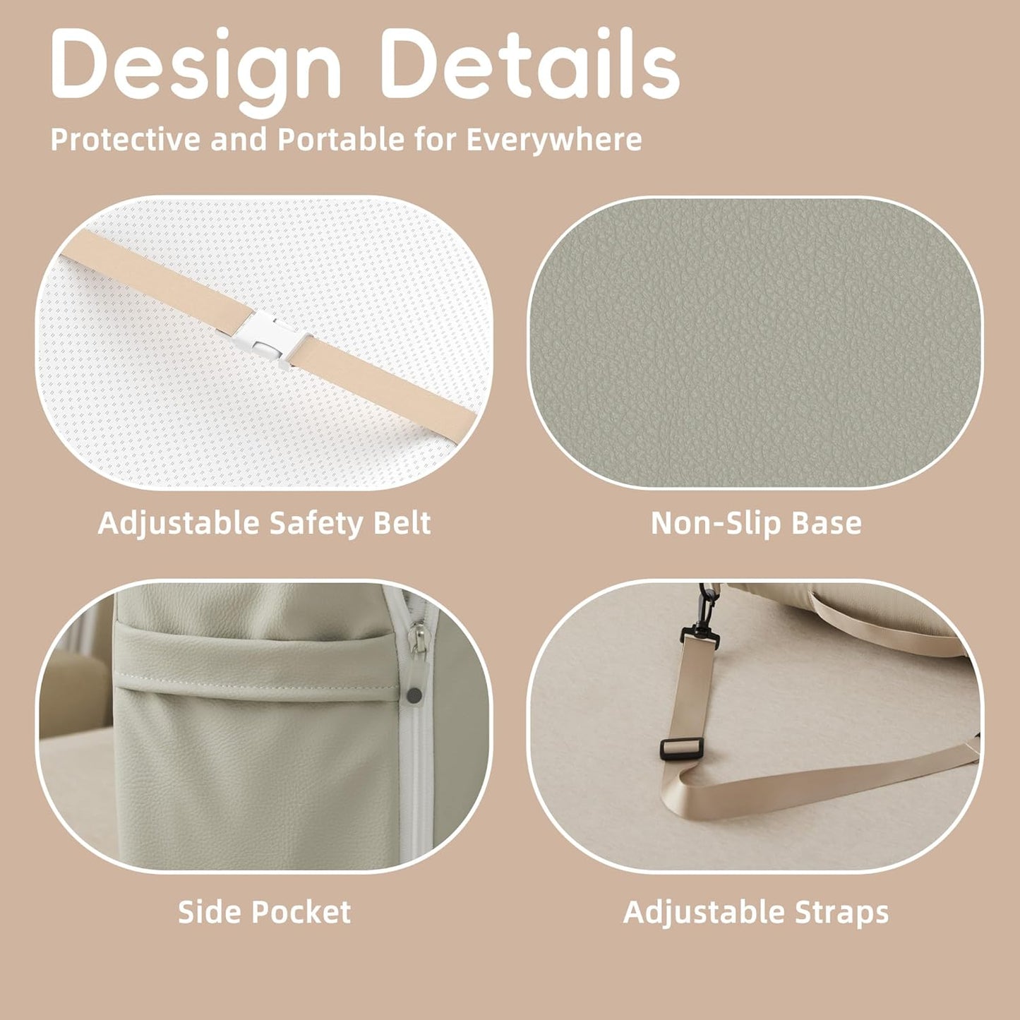 Portable Baby Changing Pad with Waterproof Lining and Convertible Backpack Design, Featuring Leather Surface and Cotton Pads for Dresser Top Use