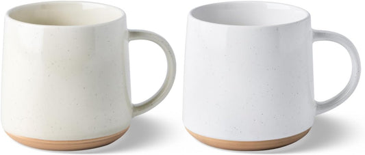 Handcrafted Ceramic Coffee Mug Set of 2, 16 oz with Terracotta Underside - Ideal for Latte, Tea, Beer, and Hot Cocoa, Dishwasher and Microwave Safe