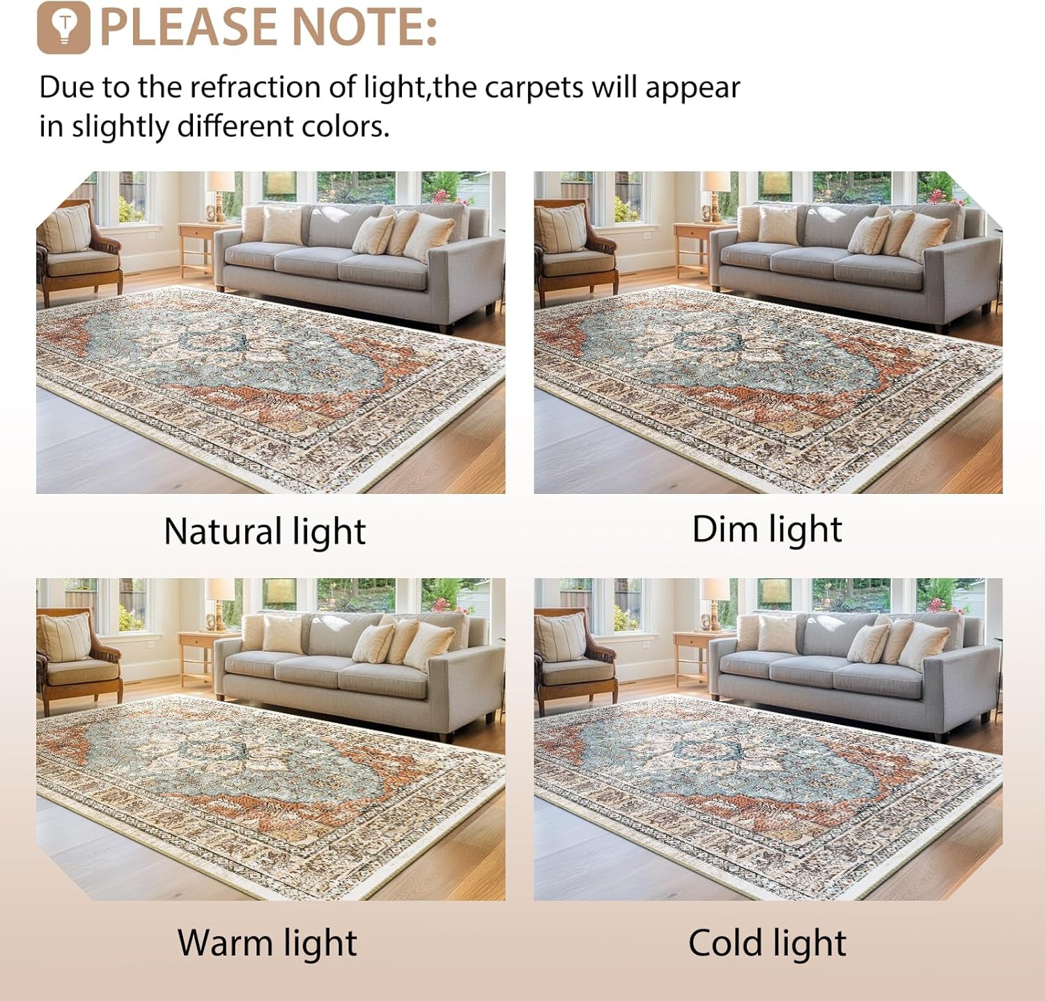 8X10 Area Rug Washable Rugs for Living Room, No Pile Boho Carpet for Entryway Bedroom Dinning Room, Vintage Carpet Print Distressed Non-Slip, 8 X 10 Ft, Green Brick Rust Red