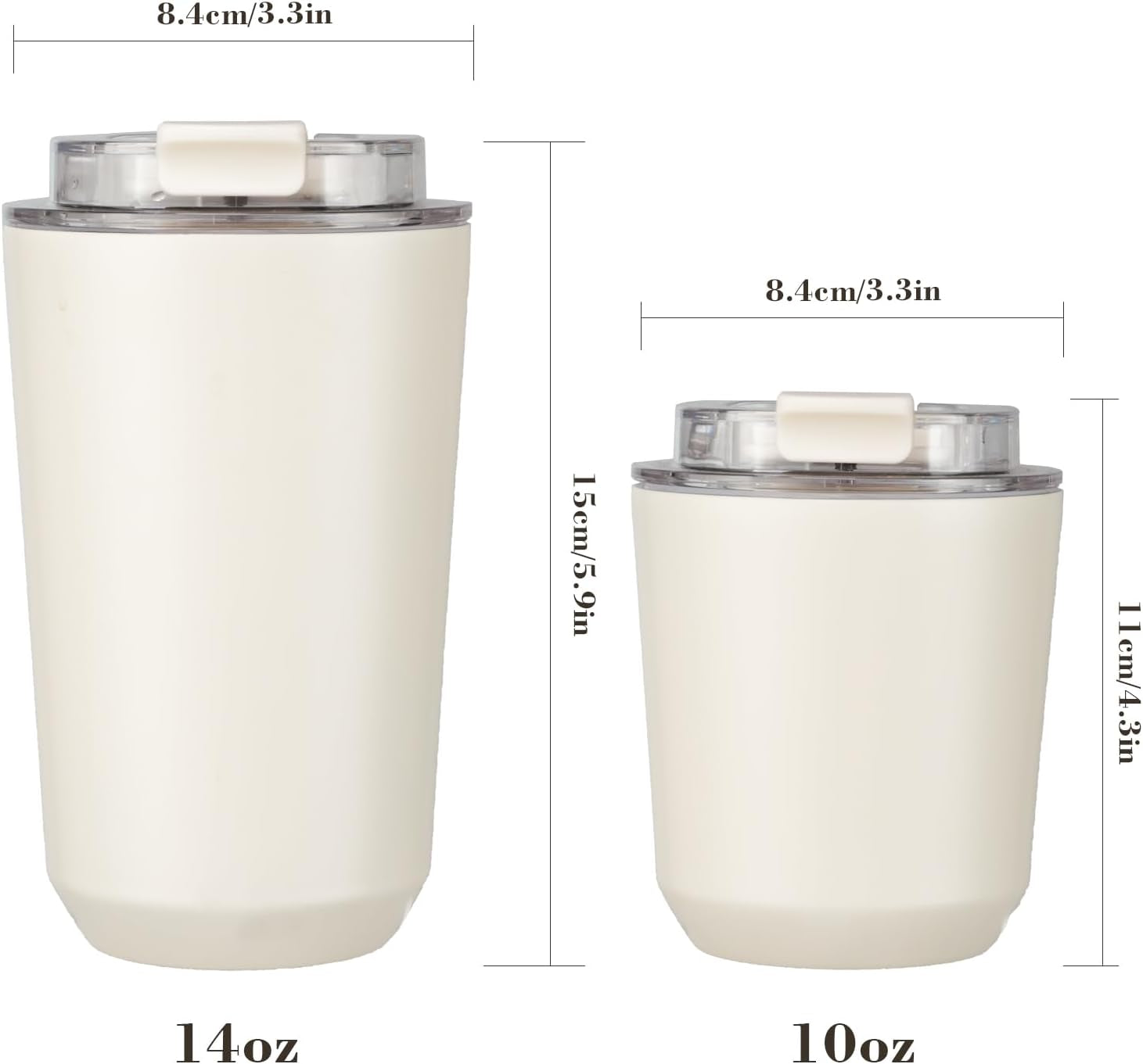 Insulated Tumblers with Lid, 14 Oz Travel Coffee Mug Stainless Steel Vacuum Cup, Leak Proof Reusable Double Walled Coffee Tumbler for Iced and Hot Drinks, Cream