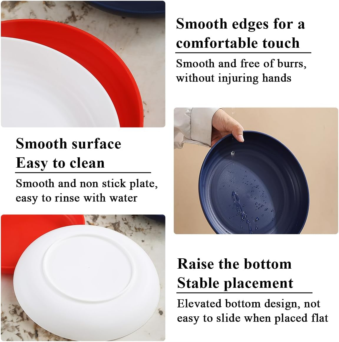 Set of 12 Reusable 9" Plastic Plates in FR Color – Durable and Lightweight Dinnerware for Home, Kids, and Outdoor Activities