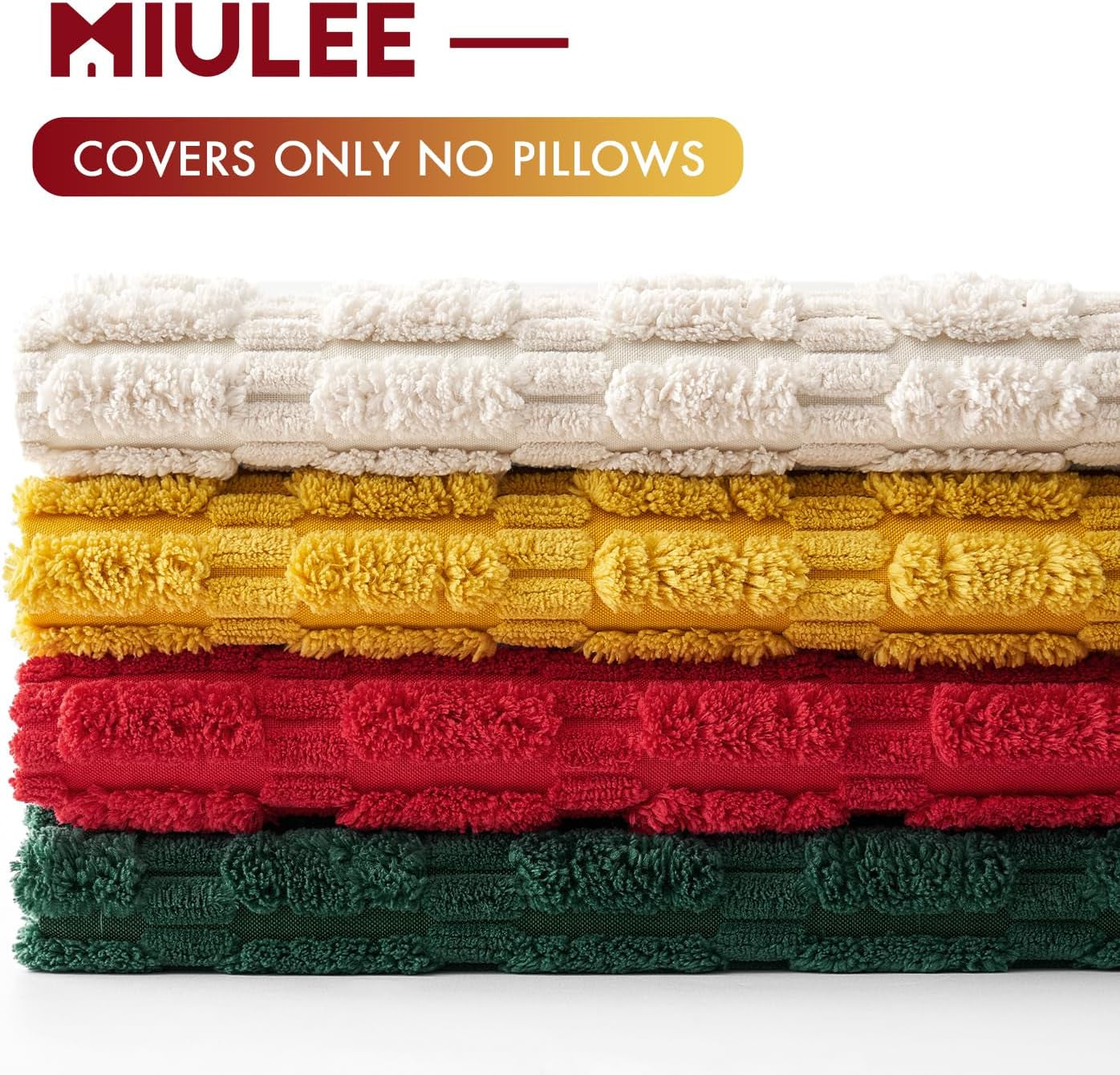 Pack of 4 Boho Farmhouse Dark Green and Yellow Corduroy Decorative Throw Pillow Covers 18X18 Inch Retro Soft Striped Pillow Covers Home Decor for Sofa Living Room Couch Bed