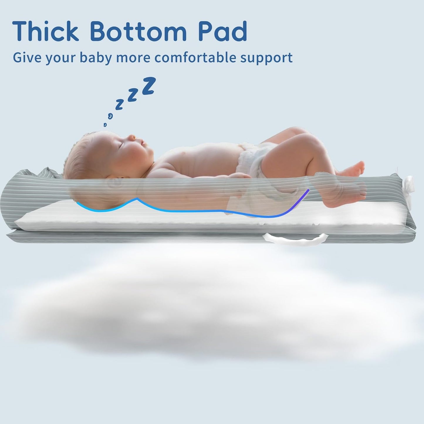 Premium Baby Lounger - Breathable and Soft Nest with Cooling Touch Cover for Newborns (0-24 Months) - Ideal for Home and Travel - Grey