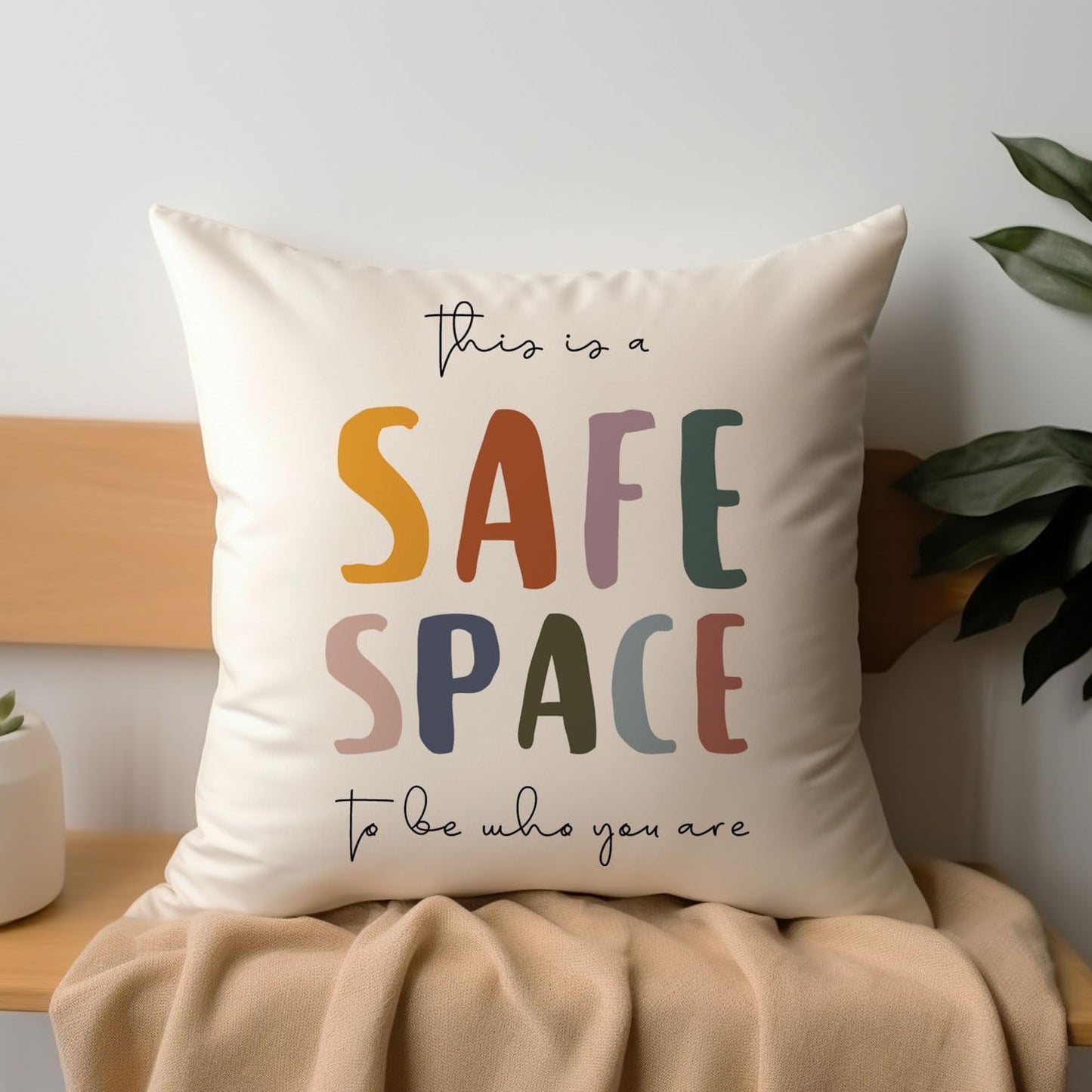 This Is a Safe Space Pillow Cover, Therapist Office Decor, Counselor Office Gift, Mental Health Decor, Safe Space Square Pillow, Mental Health Pillow Decor