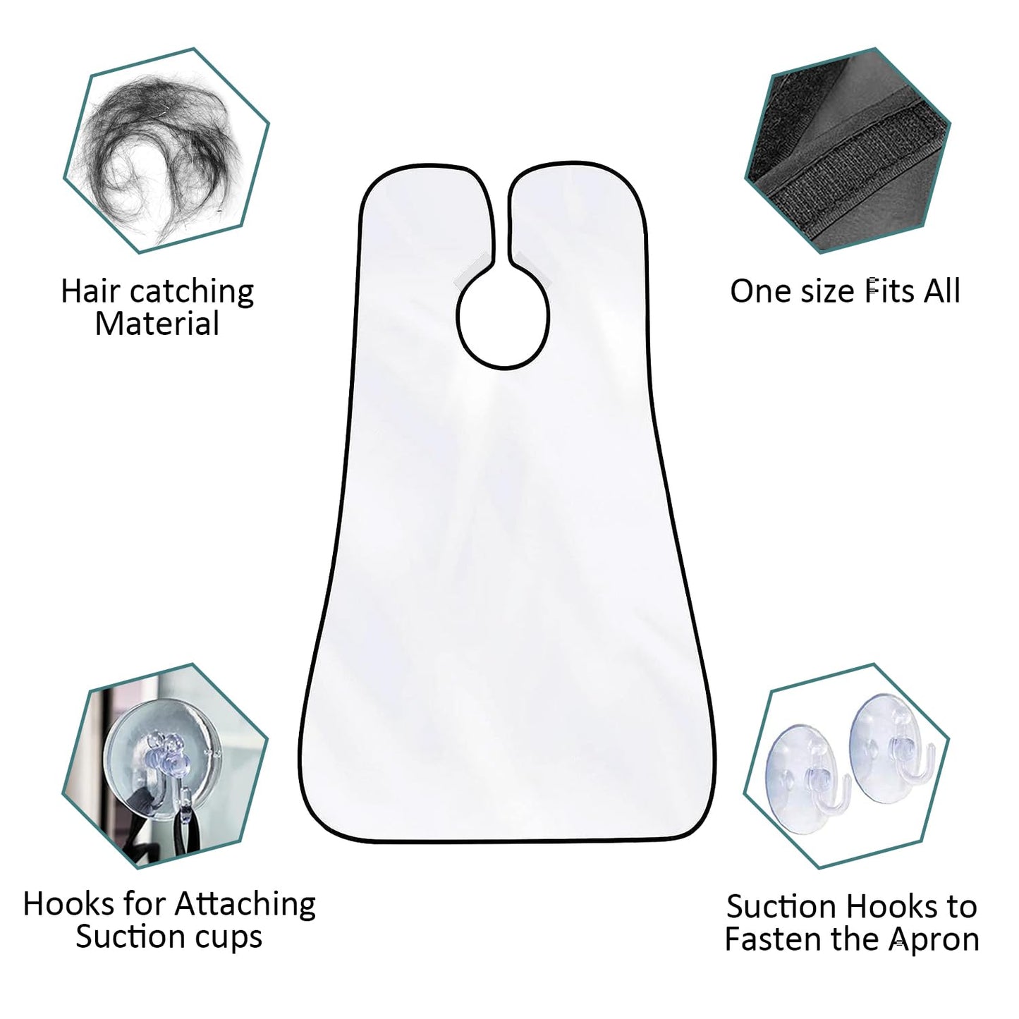 Beard Bib Beard Apron, Beard Hair Catcher for Men Shaving & Trimming Non-Stick Waterproof Beard Cape Grooming Cloth with 3 Suction Cups & a Box Birthday Gifts for Father'S Day Men Him Boyfriend(White)
