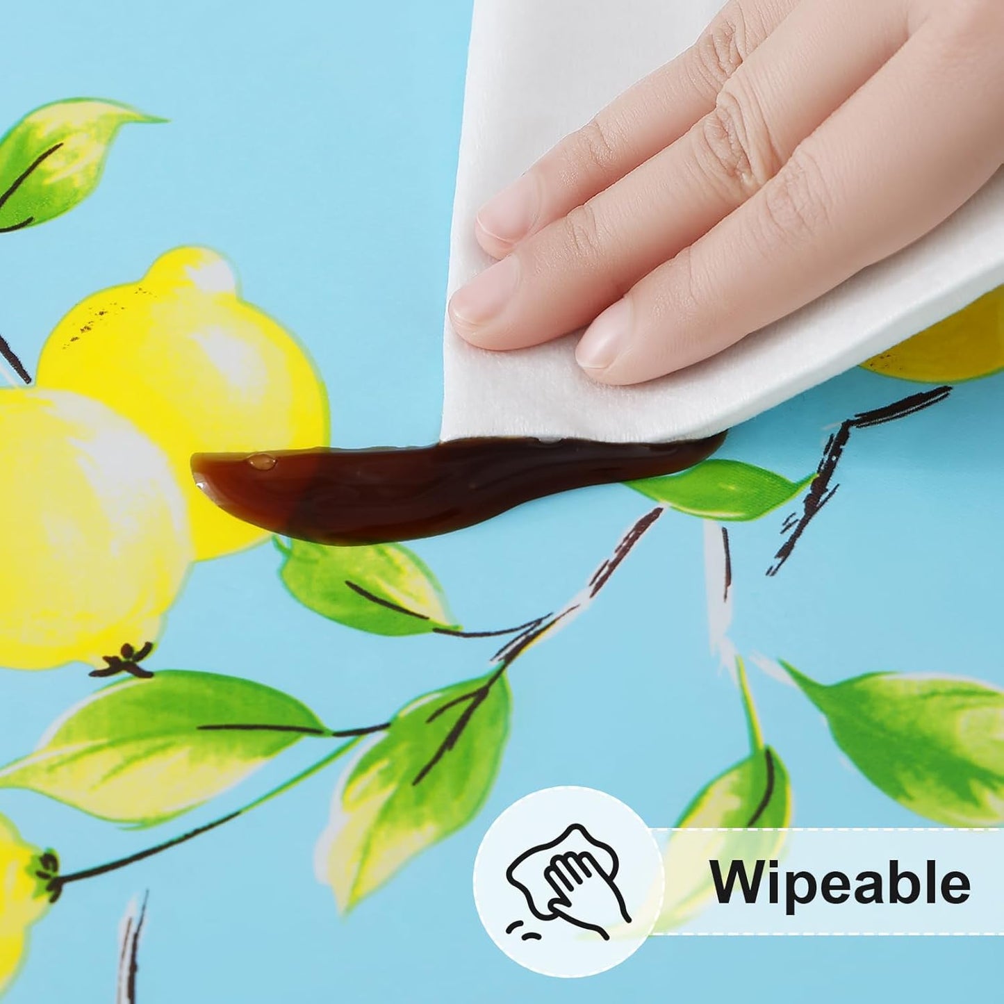 Rectangle Vinyl Tablecloth, Fitted Table Cover, 100% Waterproof, Elastic Edge, Flannel Backing, Plastic Table Cloth Fit 4 Foot Folding Tables for Picnic, Camping, Outdoor (Lemon, 24X48 Inch)
