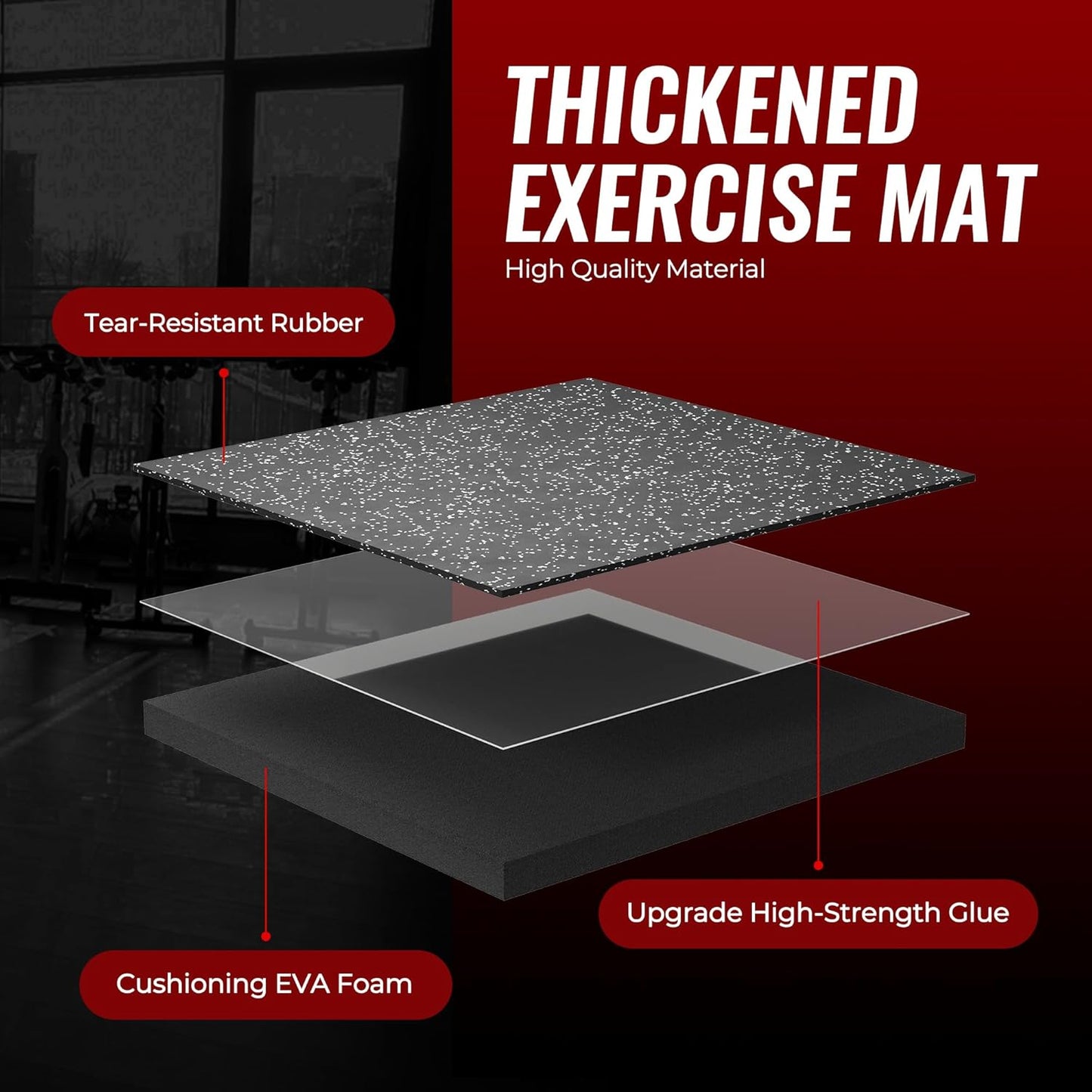 0.79-Inch Interlocking Rubber Gym Flooring Tiles for Home Fitness and Exercise Equipment Protection