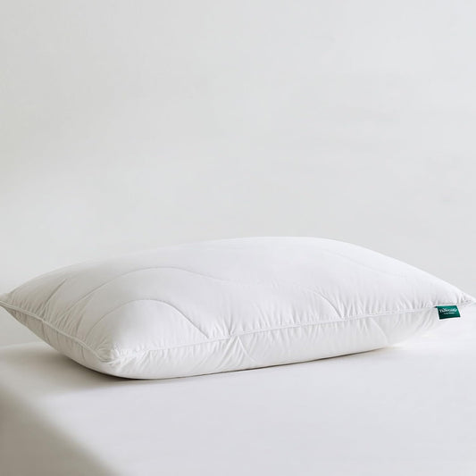 King Size White Goose Feather Down Pillow - 100% Cotton, Medium Firm, Soft Support