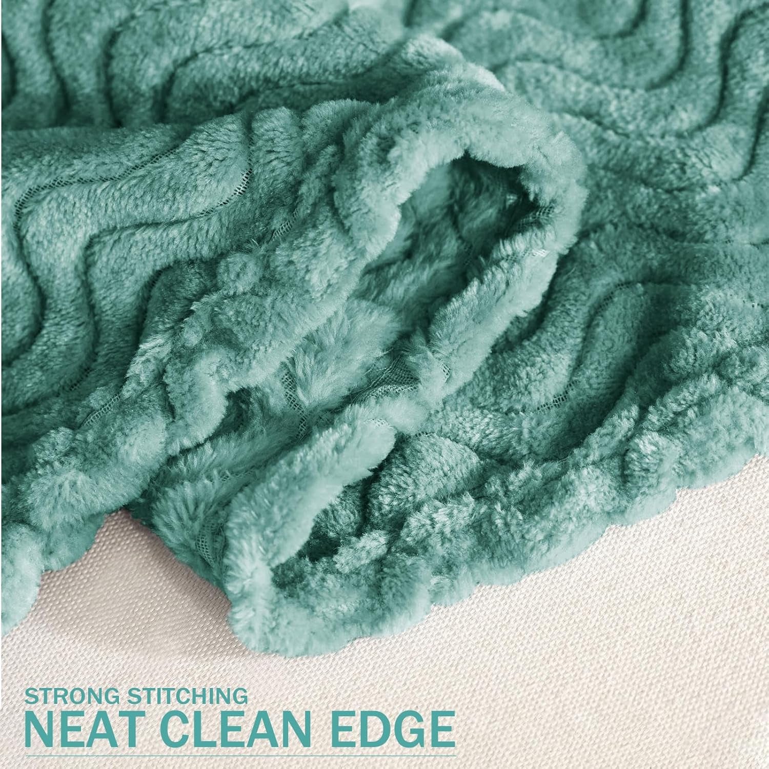 Celadon Soft Fleece Throw Blanket - Cozy Lightweight Decorative Wave Texture for Year-Round Comfort, 50x70 Inches