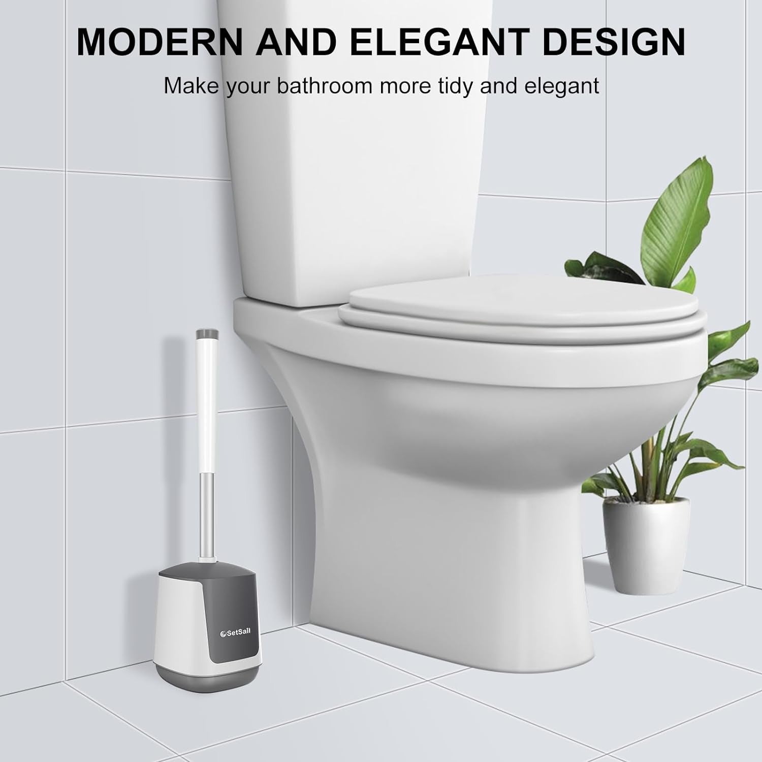 Toilet Brush and Holder & Floor Scrub Brush for Cleaning Shower Bathroom
