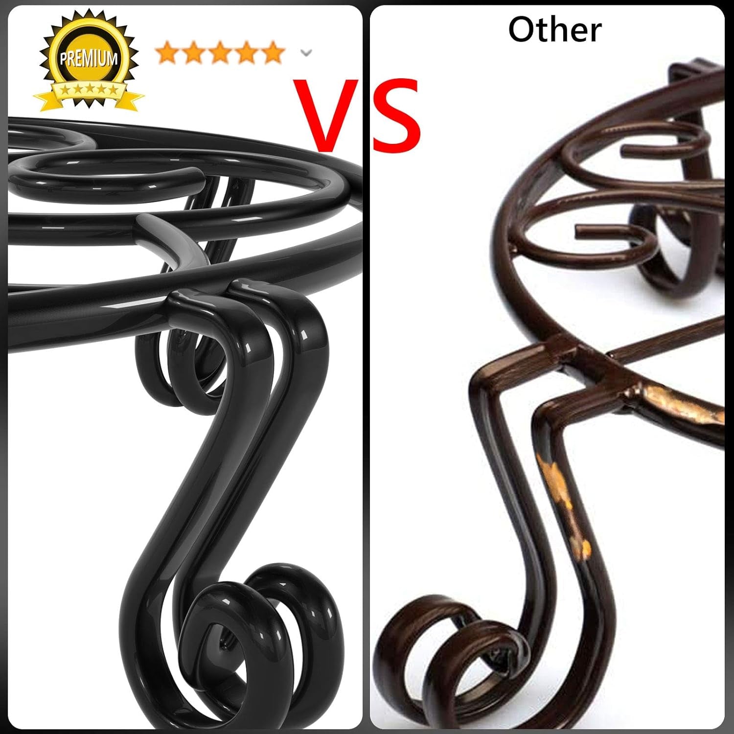 Original Patented Plant Stand for Flower Pot Heavy Duty Potted Holder Indoor Outdoor, Metal Rustproof Iron Garden Container round Supports Rack for Planter, Black, 10.2 Inches