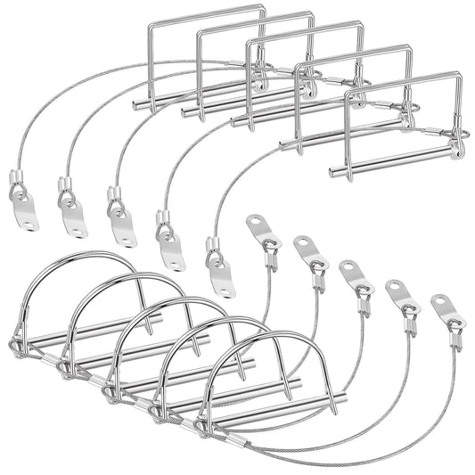 10-Pack Steel Quick Release Trailer Coupler Pins with Locking Shaft, 2-3/4" x 1/4" for Towing, Trailers, and Hitches (Silver)