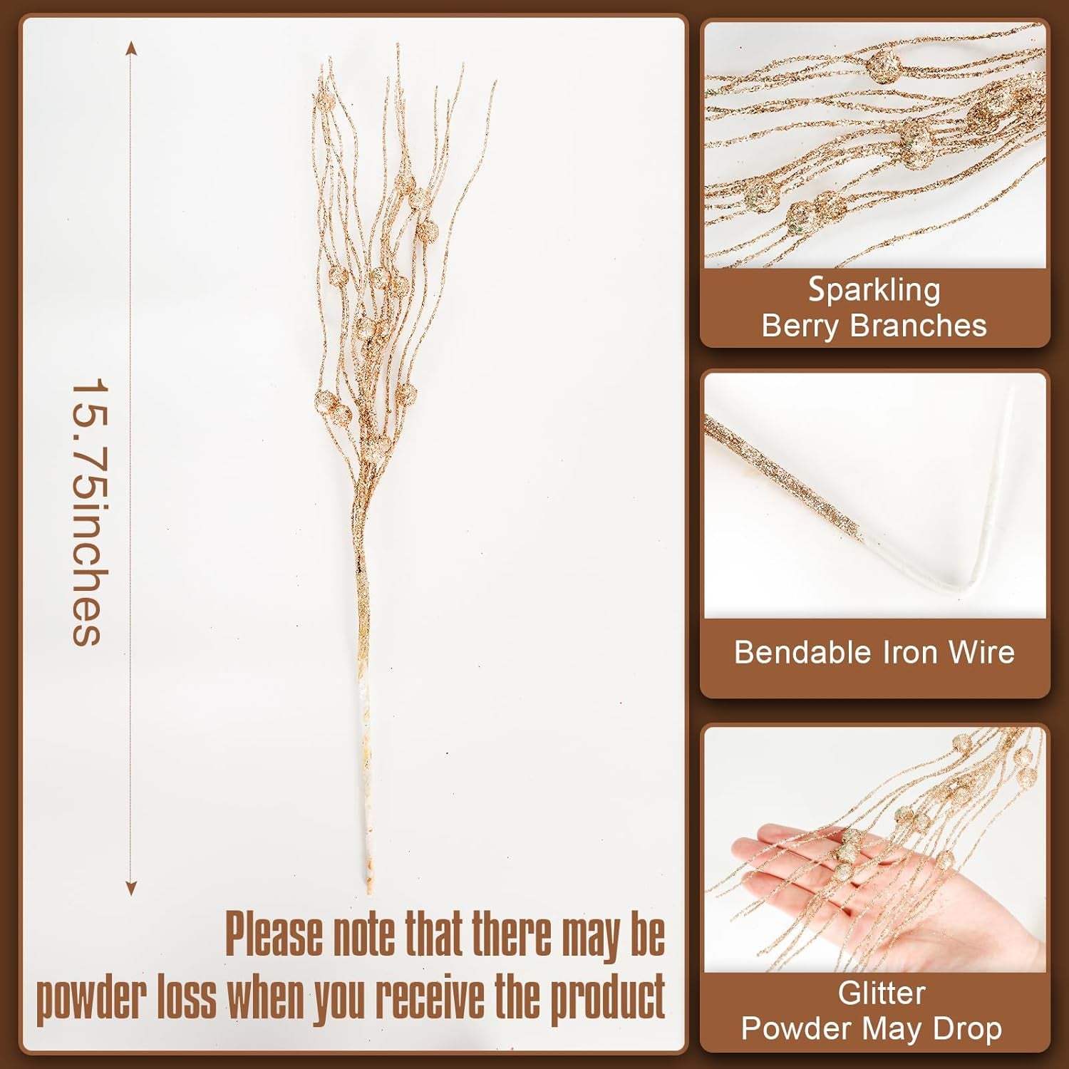 24 Pack Christmas Tree Picks and Sprays, Christmas Tree Filler Decorations, Christmas Glitter Berry Stem Ornaments, Glittery Twigs, Picks, Branches for Christmas Tree