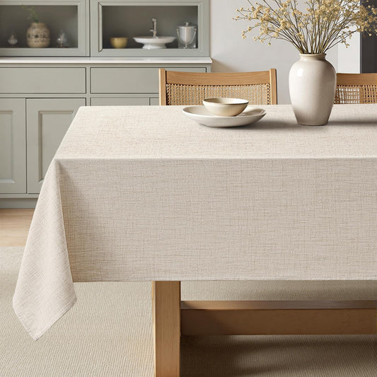 Grayish White Linen Tablecloth 60X84 Inch Rectangle Table Cloth Waterproof,Stain Resistant & Wrinkle Resistant for Dining Party Wedding