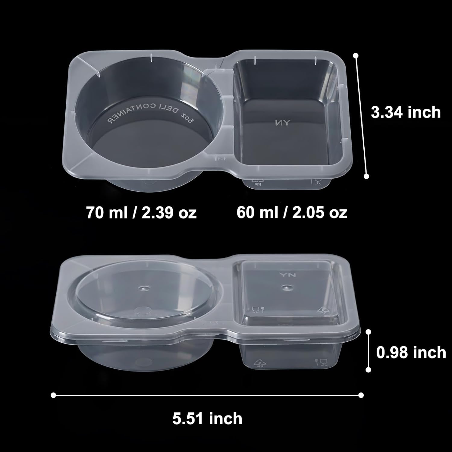 15 Set Reusable Snack Containers with Lids, 2-Compartment Leakproof Sauces Dipping Containers, On-The-Go Snack Pack Containers for Kids and Adults, Bpa-Free