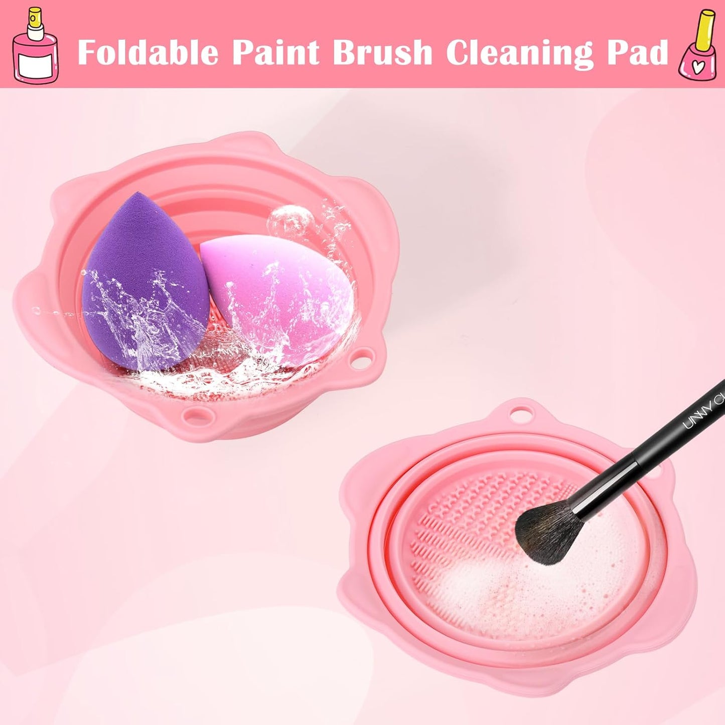 Paint Brush Cleaner Mat,Foldable Silicone Paint Brush Cleaner Bowl,Portable Cleaning Tool for Paintbrush,Painting Artist Accessories