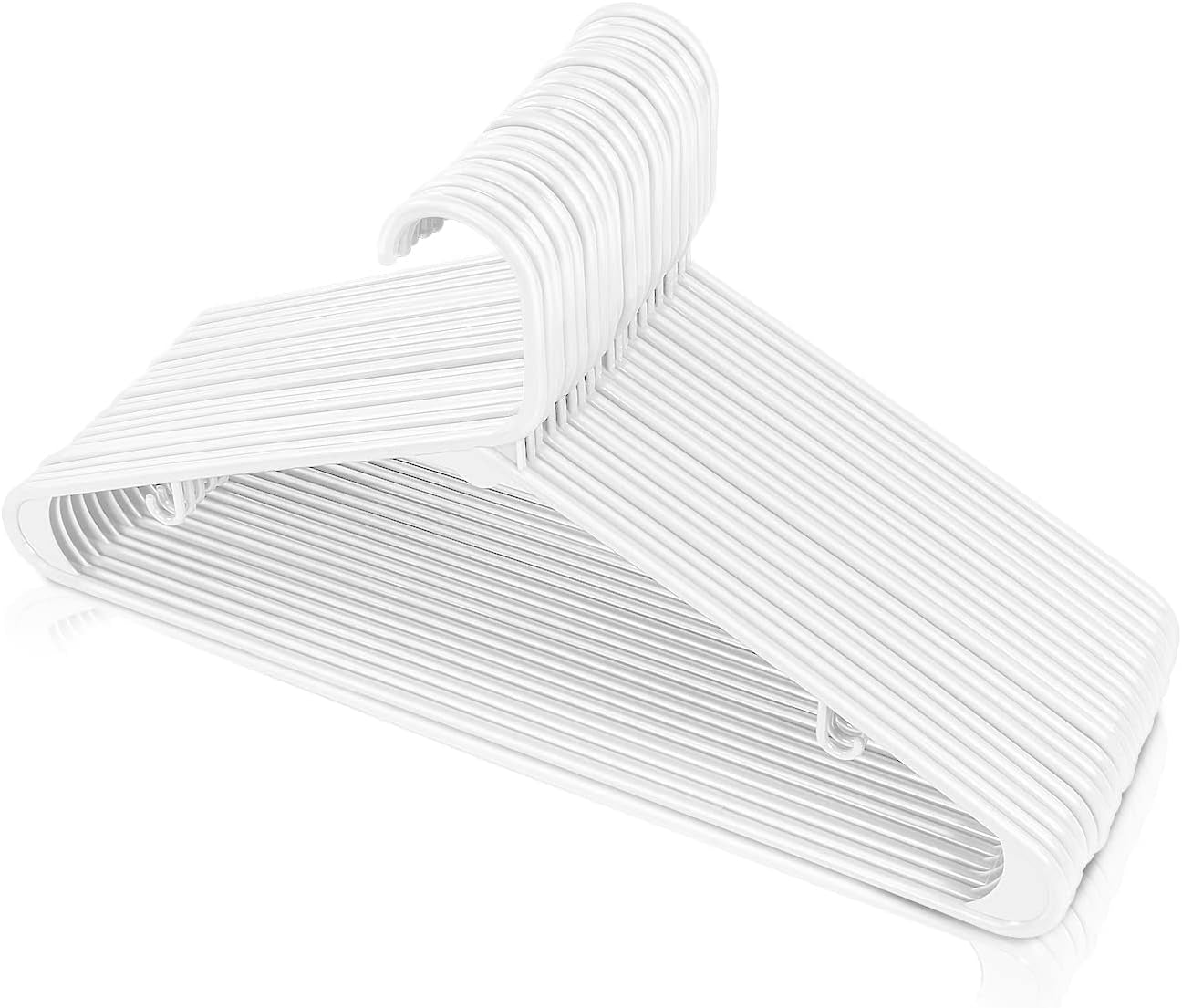 Plastic Hangers 20 Pack - Clothes Hanger with Hooks - Durable & Space Saving (White)