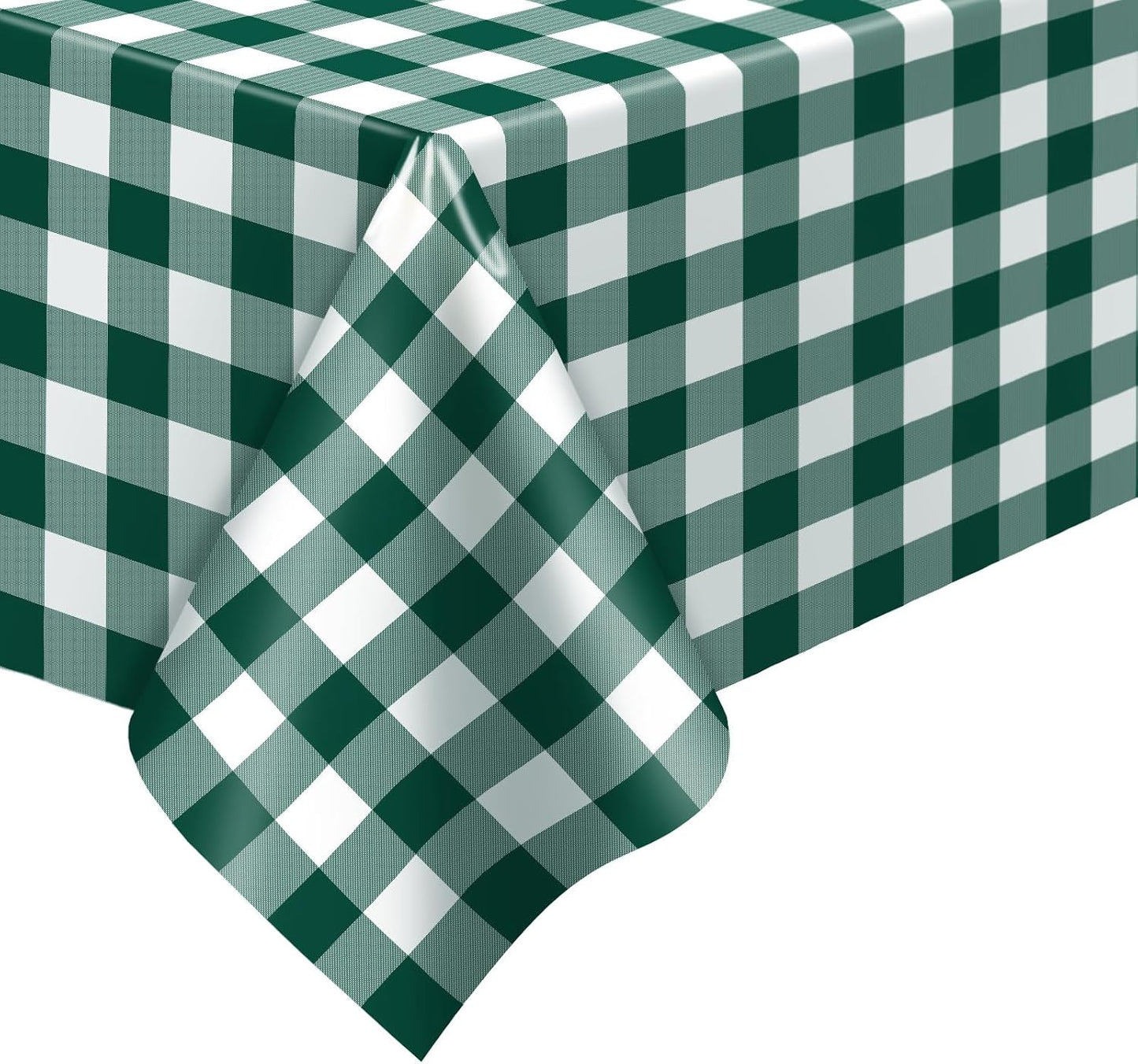 2 Pack Green Gingham Tablecloth, 54 X 108 Inches Green and White Checkered Tablecloths Plastic Table Cloth Disposable Picnic Tablecovers for Rectangle Table
