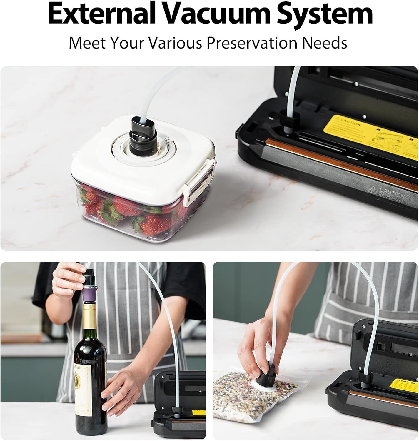 Vacuum Sealer Machine, with Starter Kit and 2-Year Warranty, Automatic Air Sealing for Food Storage, Build-In Cutter, Moist Mode, EXT-VAC