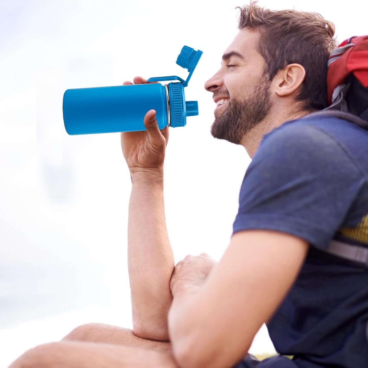 Spout Lid for Hydro Flask Wide Mouth Sport Water Bottles,Replacement Lids for Most 12,14,16,18,20,22,32,40,64Oz Wide Mouth Water Bottles with Handle Easy to Carry (Blue)