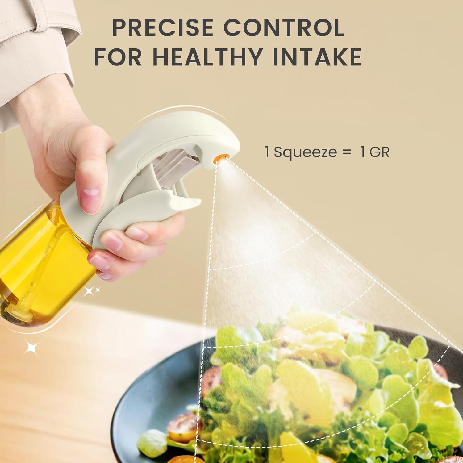 Oil Sprayer for Cooking, Atomization Olive Oil Dispenser Bottle for Cooking,Glass Olive Oil Sprayer, Patented Product,Continuous Spray with Portion Control, for Kitchen, Air Fryer, Salad, BBQ - White