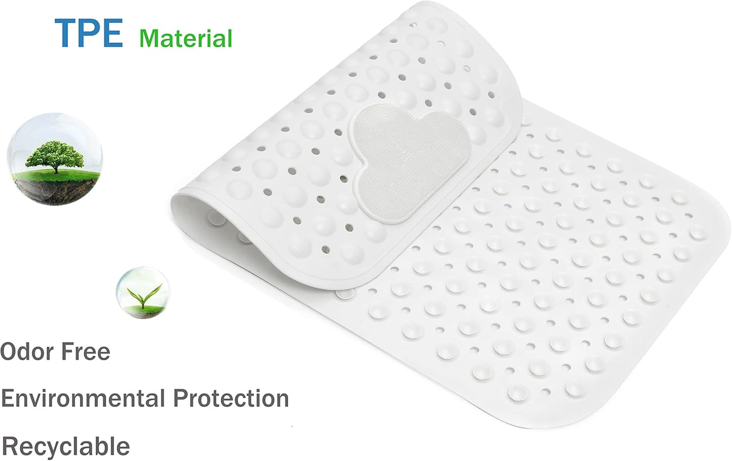 Bath Tub Mat Shower Mat Non Slip Bathtub Mats with Suction Cups Bath Mat for Tub Bathroom Mats 28" X 16" Machine Washable (White)