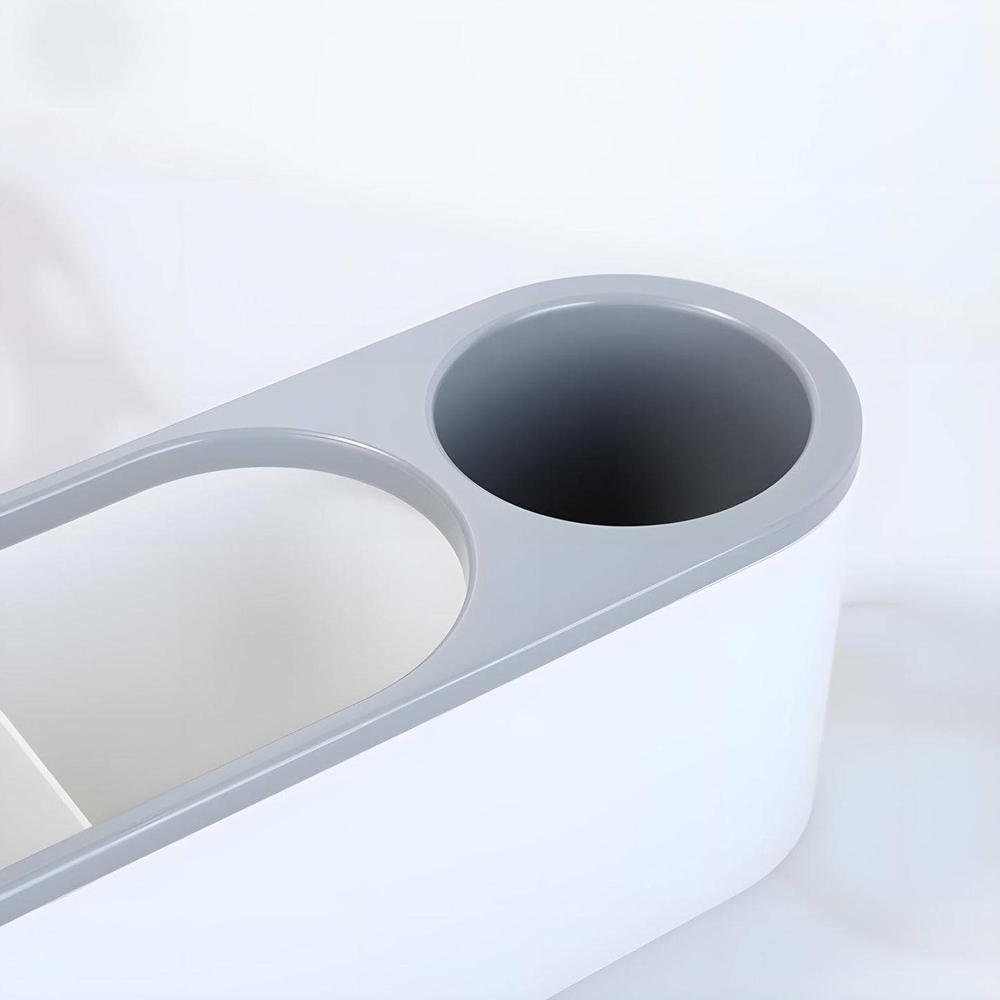 Self-Adhesive Hair Dryer Holder - 3-in-1 Hair Tool Organizer for Bathroom, Wall-Mounted, Over Cabinet Door, and Free-Standing, White and Grey