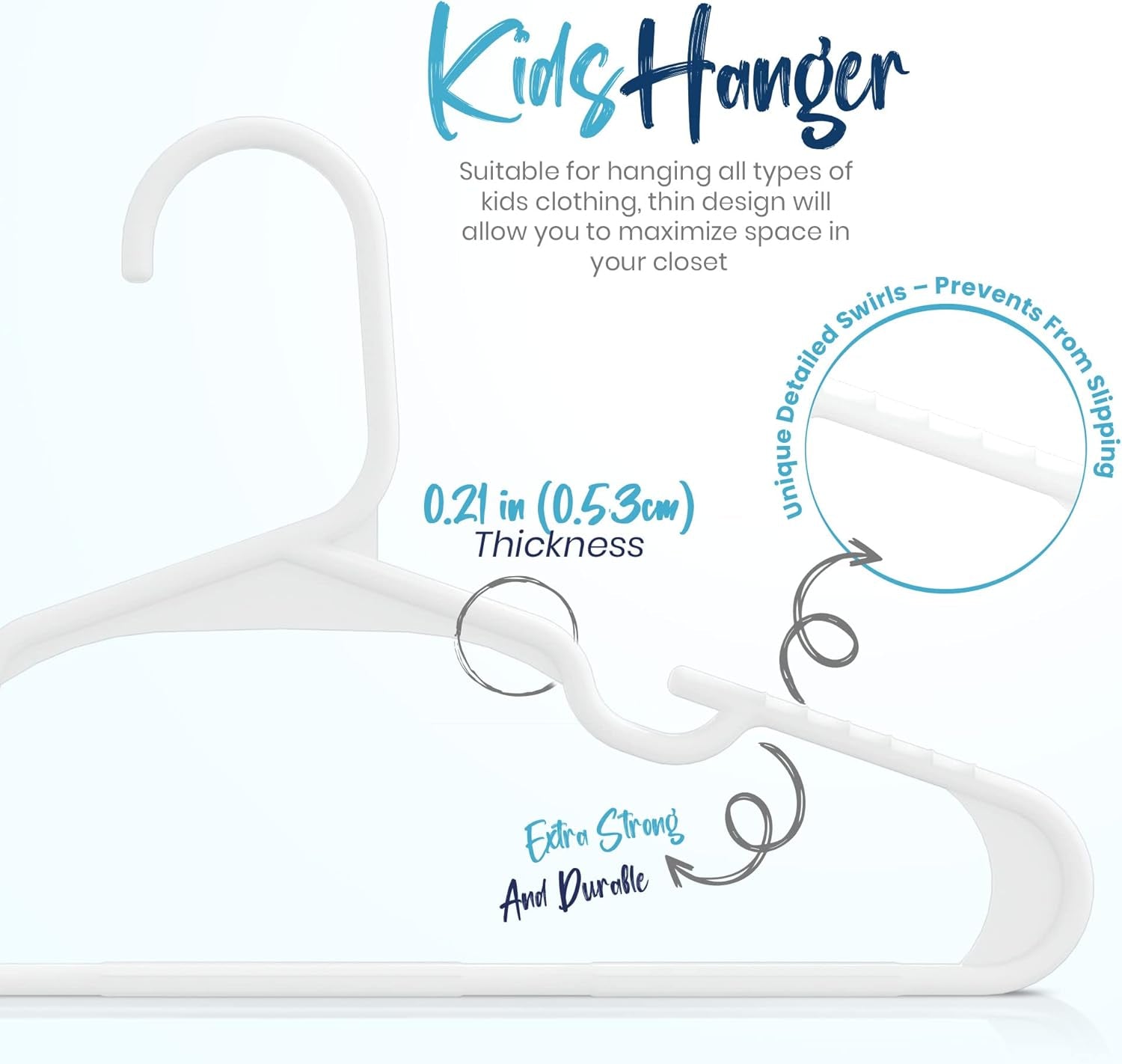 60 Pack Kids Hangers - 11.5 Inch Plastic Baby Hangers for Closet - Childrens Hanger for Clothes & Infant Hanger for Closet (White)