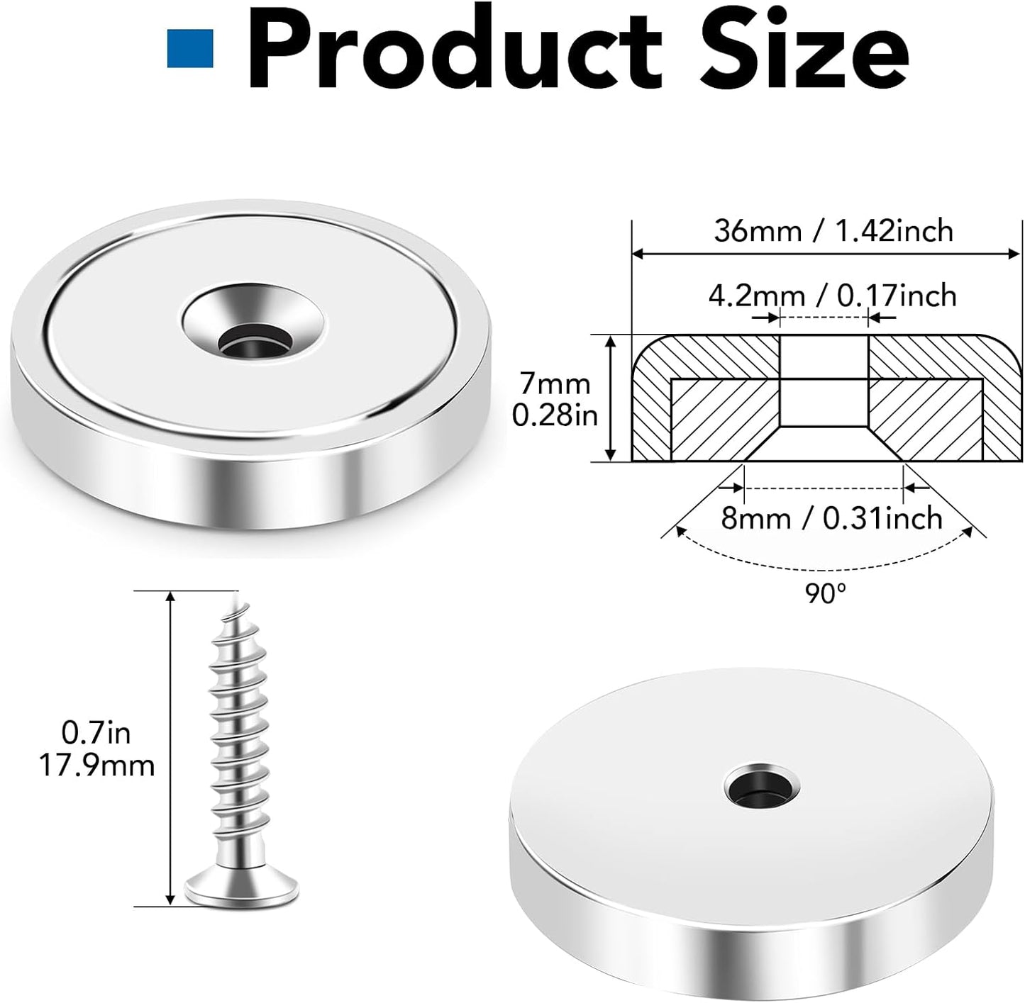 Refrigerator Magnets 12Pcs Magnet Clips Fridge Magnetic,Strong Neodymium Cup Magnets, Waterproof, Rare Earth