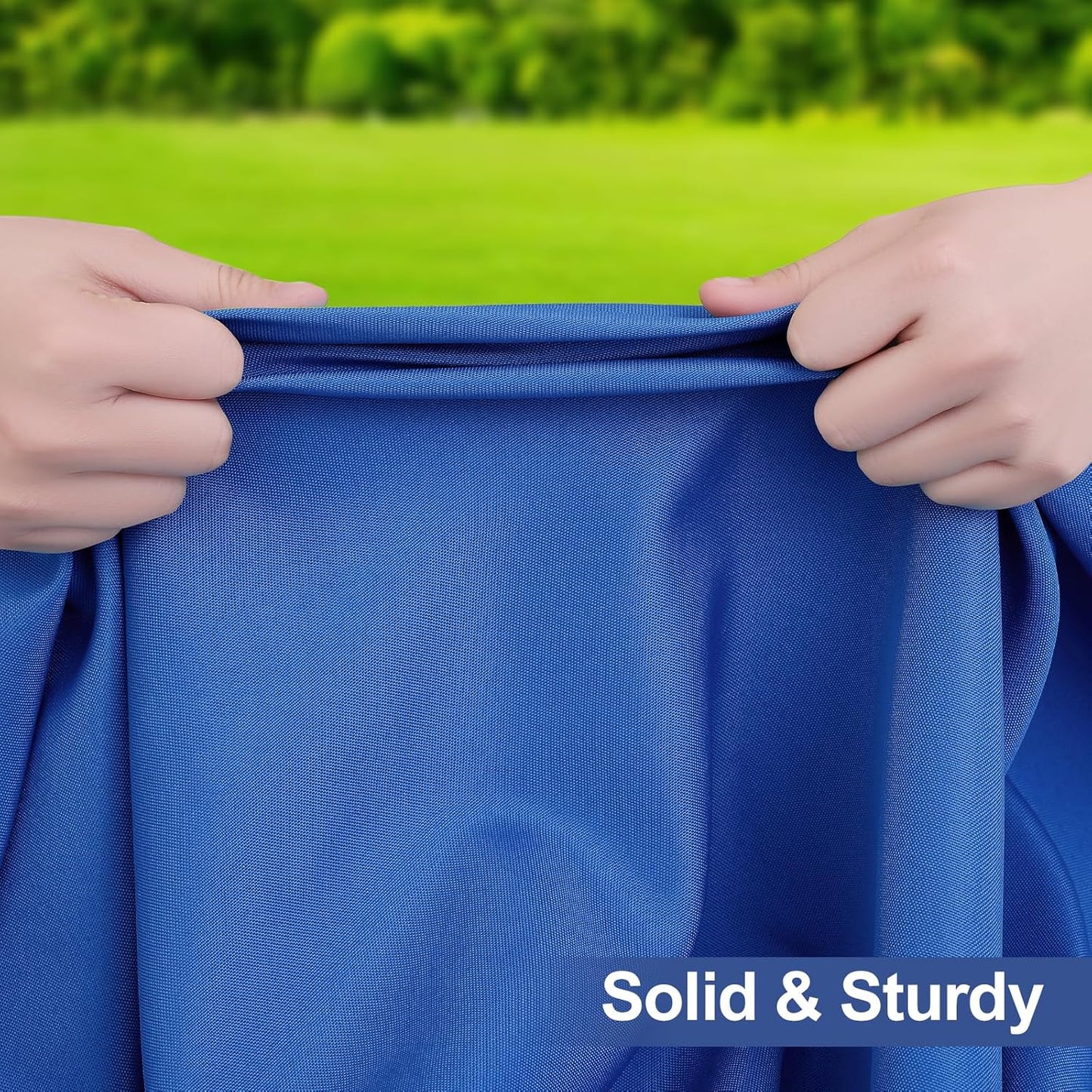 Rectangle Table Cloth Cover, Waterproof Polyester Elastic Fitted Tablecloth, Fits for 6 Foot Folding Tables, Washable Table Protector for Picnic, Camping, Outdoor (Blue, 30" X 72")